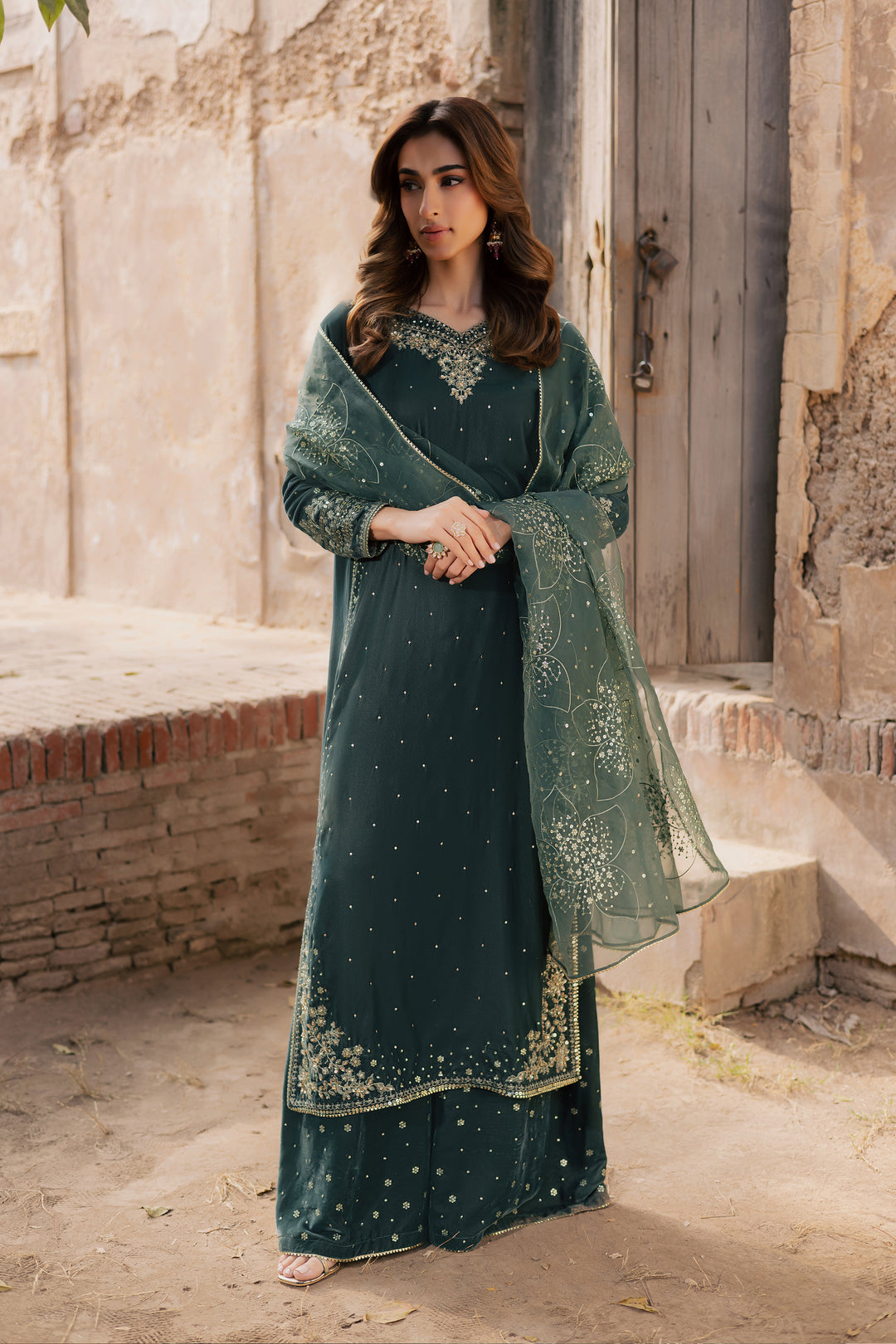  Dhamak 3Pc - Festive Velvet Pret BATIKLuxePRET  BATIK   XS / Steel Teal / Velvet-S / Steel Teal / Velvet-M / Steel Teal / Velvet-L / Steel Teal / Velvet-XL / Steel Teal / Velvet