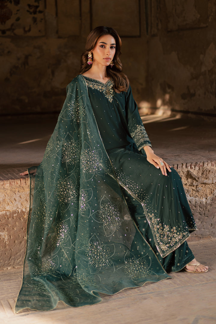  Dhamak 3Pc - Festive Velvet Pret BATIKLuxePRET  BATIK   XS / Steel Teal / Velvet-S / Steel Teal / Velvet-M / Steel Teal / Velvet-L / Steel Teal / Velvet-XL / Steel Teal / Velvet