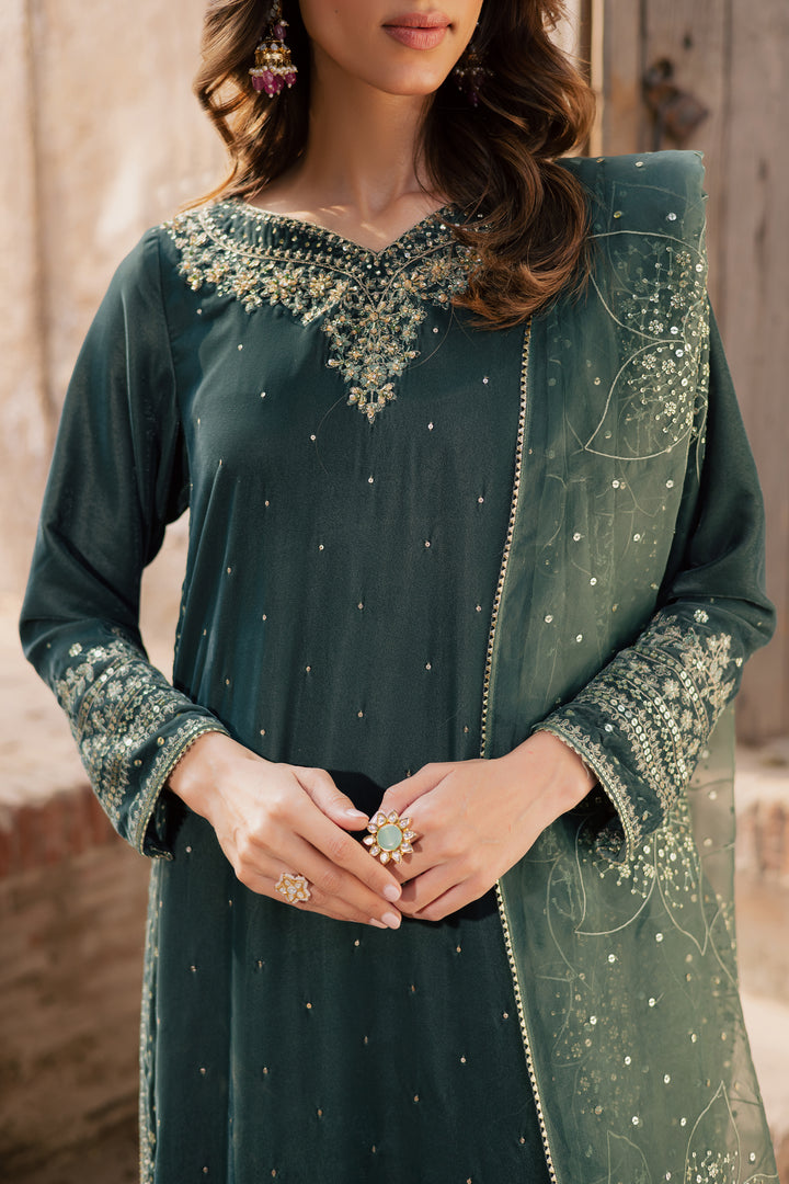  Dhamak 3Pc - Festive Velvet Pret BATIKLuxePRET  BATIK   XS / Steel Teal / Velvet-S / Steel Teal / Velvet-M / Steel Teal / Velvet-L / Steel Teal / Velvet-XL / Steel Teal / Velvet