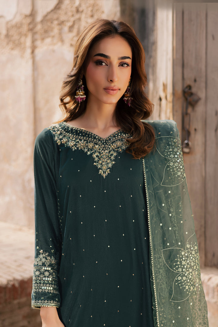  Dhamak 3Pc - Festive Velvet Pret BATIKLuxePRET  BATIK   XS / Steel Teal / Velvet-S / Steel Teal / Velvet-M / Steel Teal / Velvet-L / Steel Teal / Velvet-XL / Steel Teal / Velvet