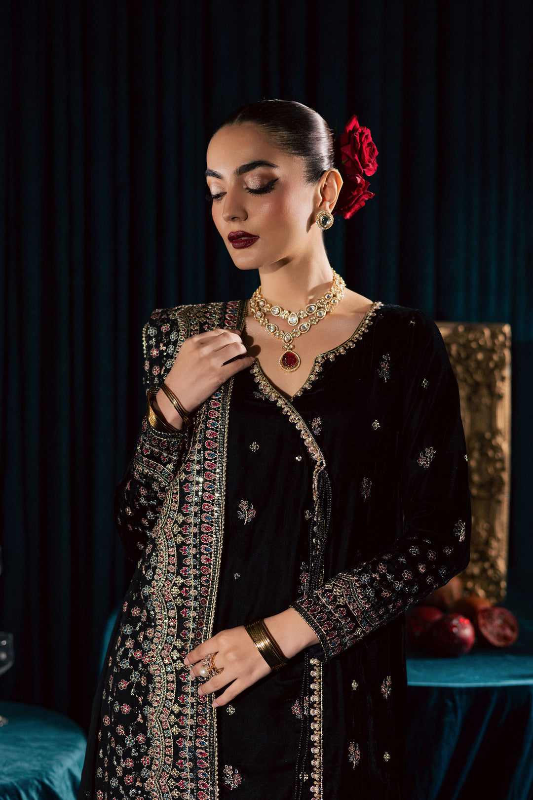  Diamond Black 3Pc - Velvet Formal Dress BATIKstudio  BATIK   S / Black / Velvet-M / Black / Velvet-L / Black / Velvet