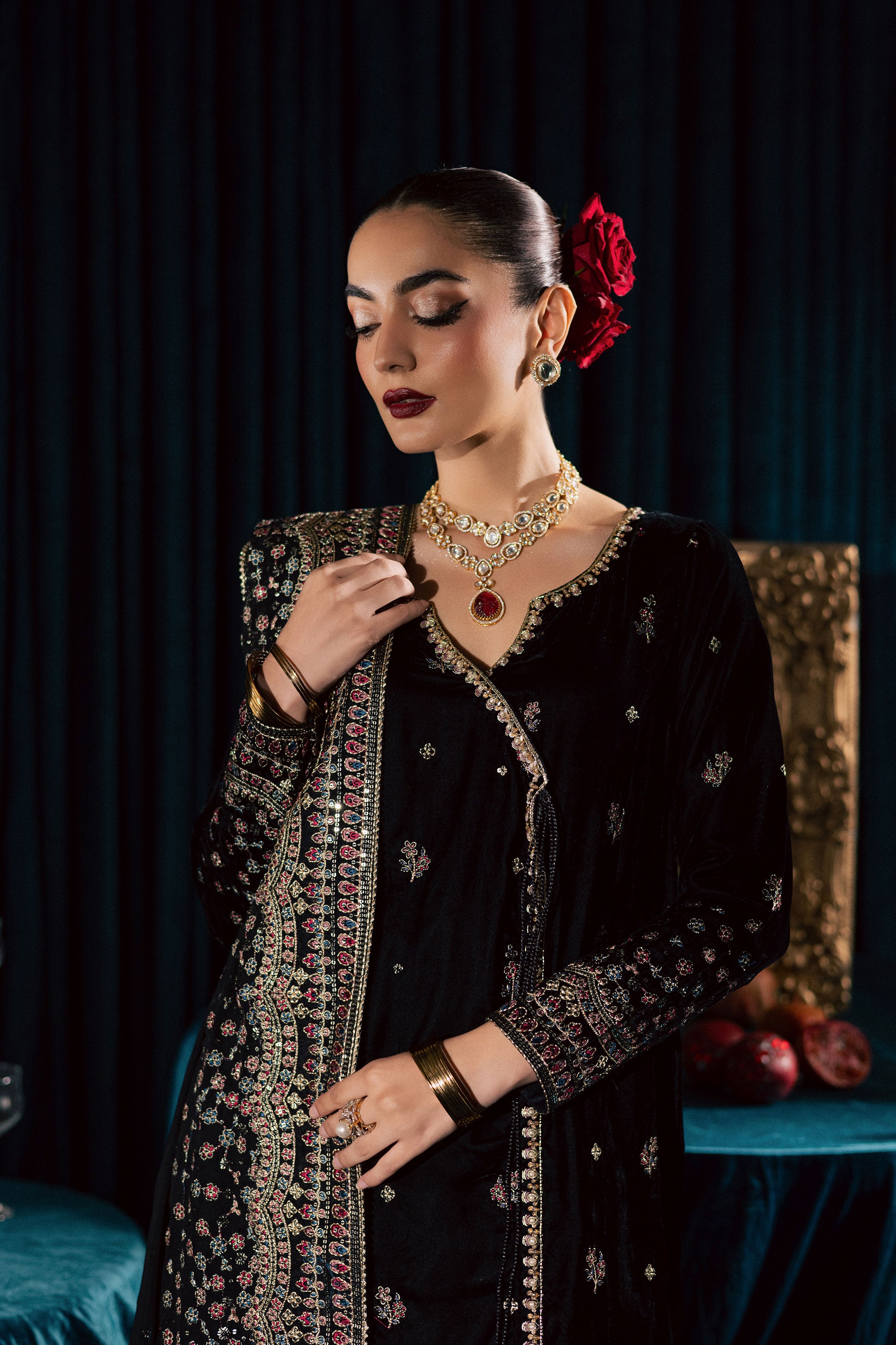  Diamond Black 3Pc - Velvet Formal Dress BATIKstudio  BATIK   S / Black / Velvet-M / Black / Velvet-L / Black / Velvet