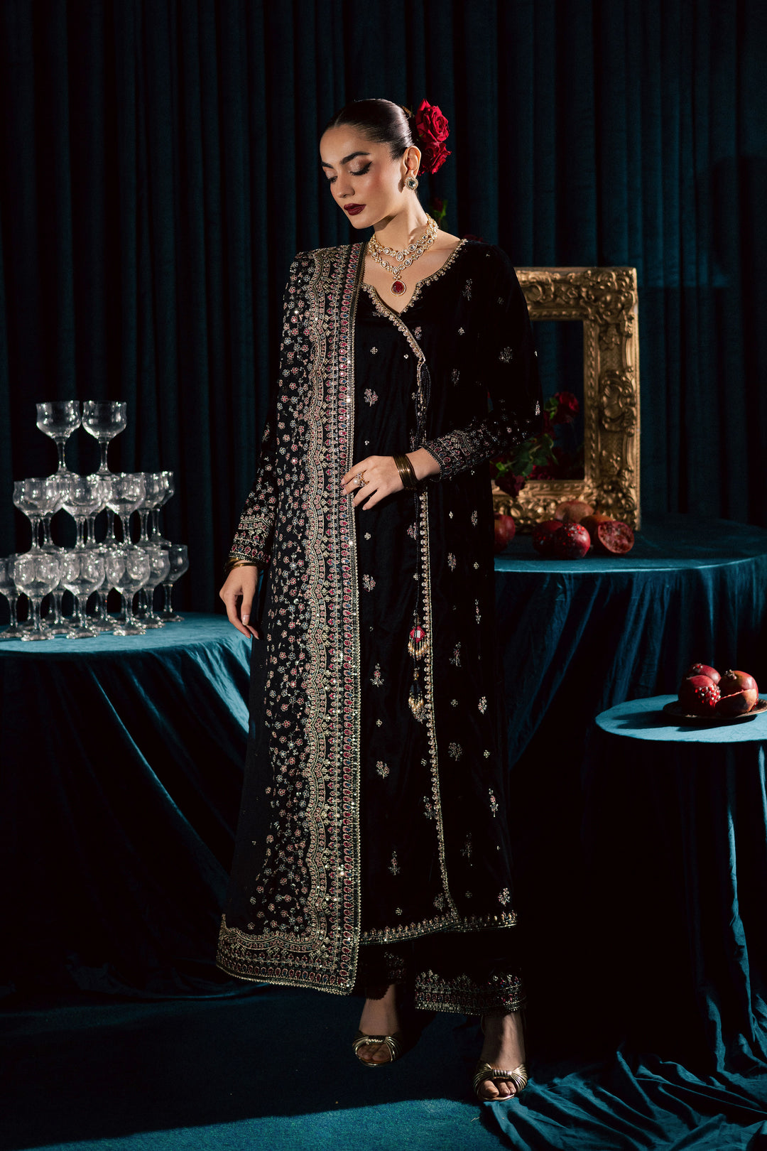  Diamond Black 3Pc - Velvet Formal Dress BATIKstudio  BATIK   S / Black / Velvet-M / Black / Velvet-L / Black / Velvet