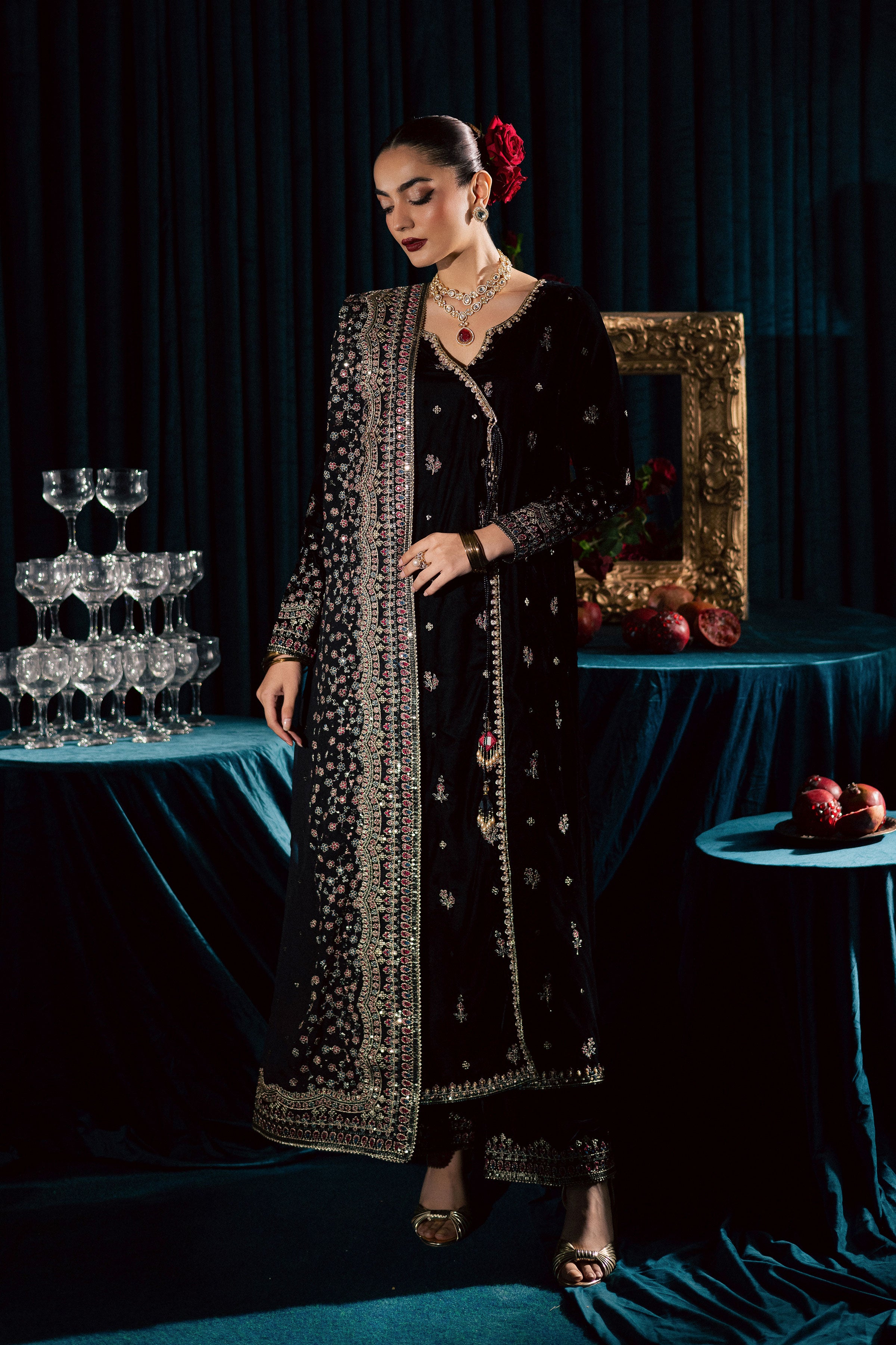  Diamond Black 3Pc - Velvet Formal Dress BATIKstudio  BATIK   S / Black / Velvet-M / Black / Velvet-L / Black / Velvet