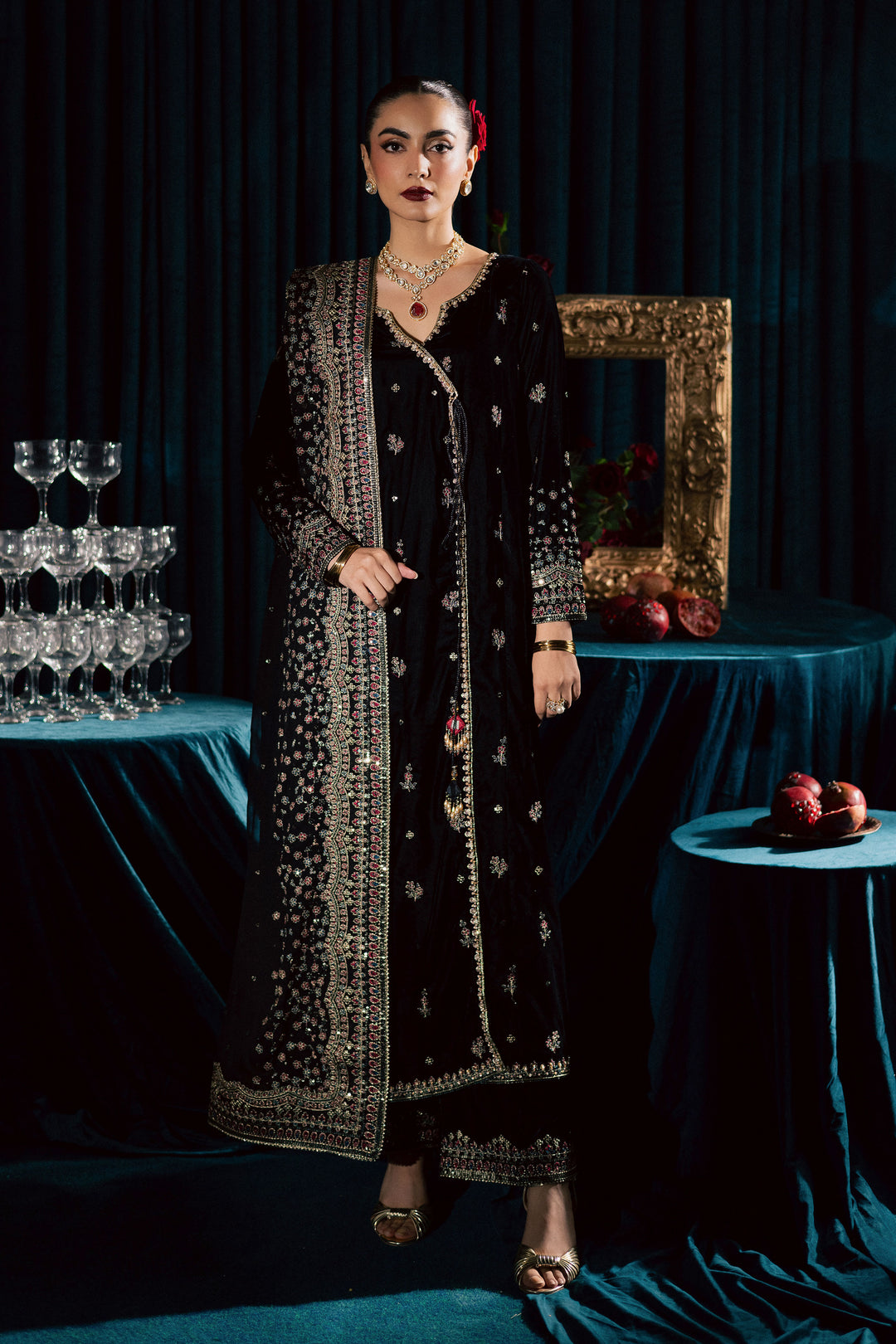  Diamond Black 3Pc - Velvet Formal Dress BATIKstudio  BATIK   S / Black / Velvet-M / Black / Velvet-L / Black / Velvet