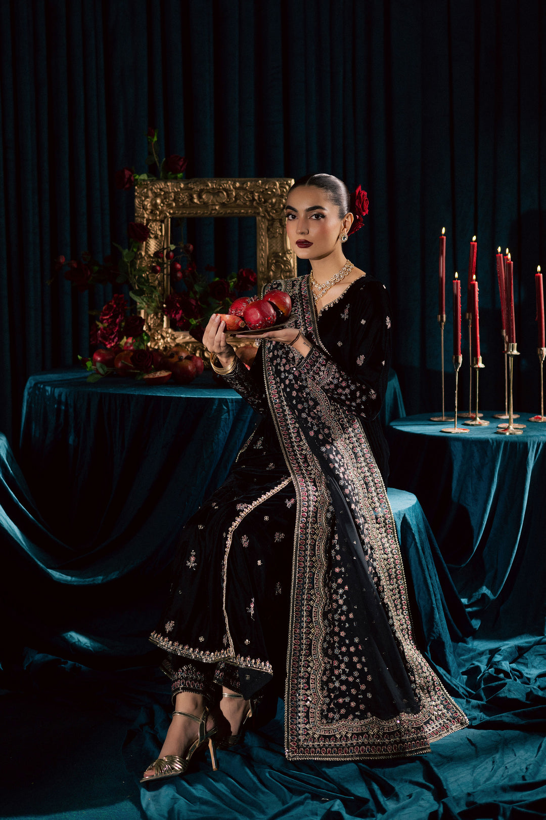  Diamond Black 3Pc - Velvet Formal Dress BATIKstudio  BATIK   S / Black / Velvet-M / Black / Velvet-L / Black / Velvet