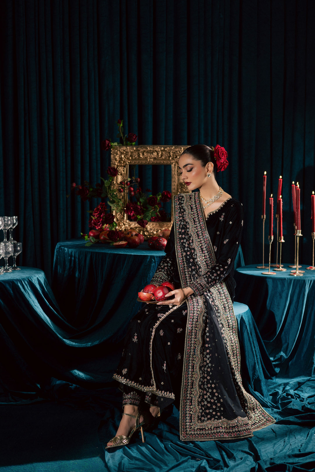  Diamond Black 3Pc - Velvet Formal Dress BATIKstudio  BATIK   S / Black / Velvet-M / Black / Velvet-L / Black / Velvet