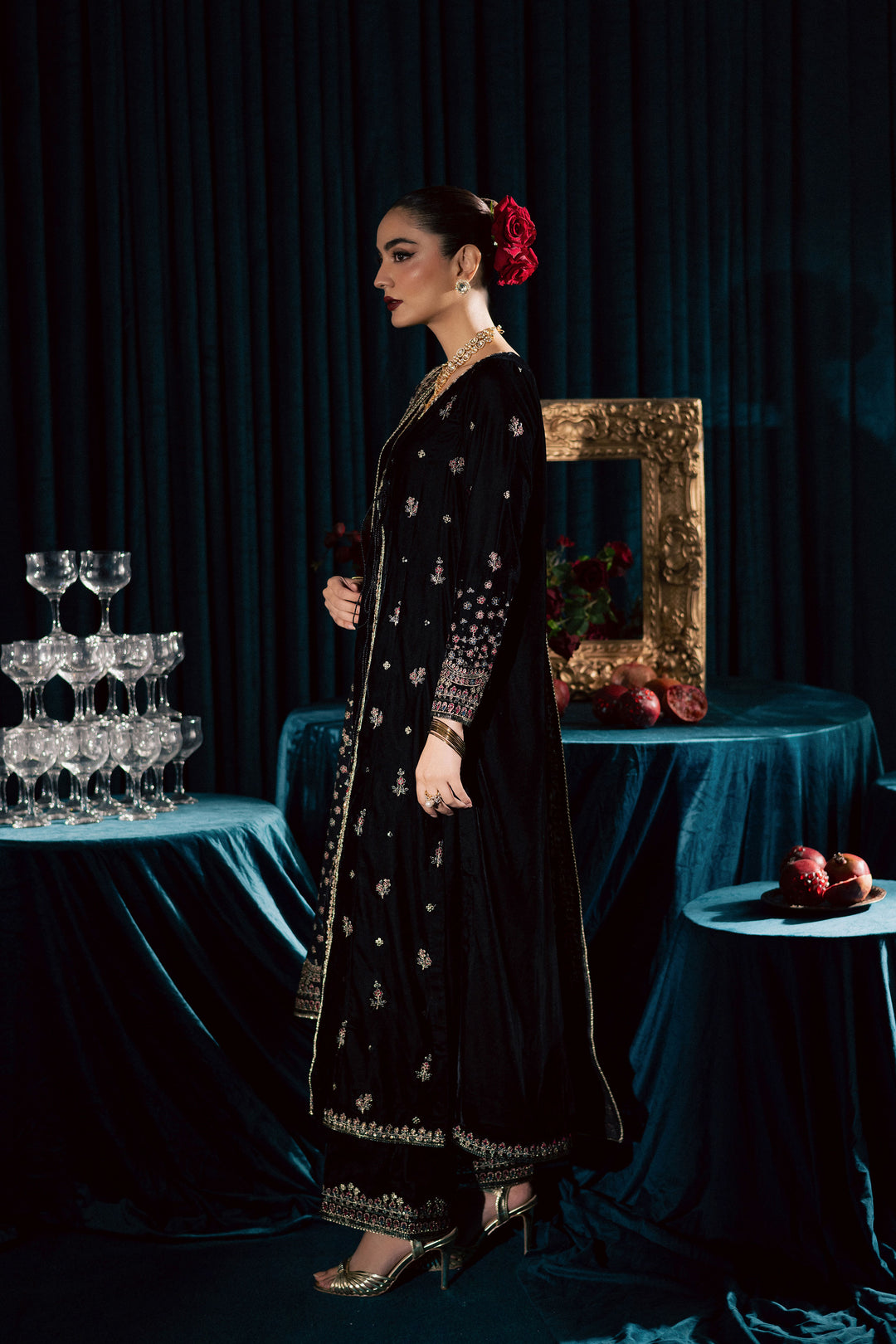  Diamond Black 3Pc - Velvet Formal Dress BATIKstudio  BATIK   S / Black / Velvet-M / Black / Velvet-L / Black / Velvet