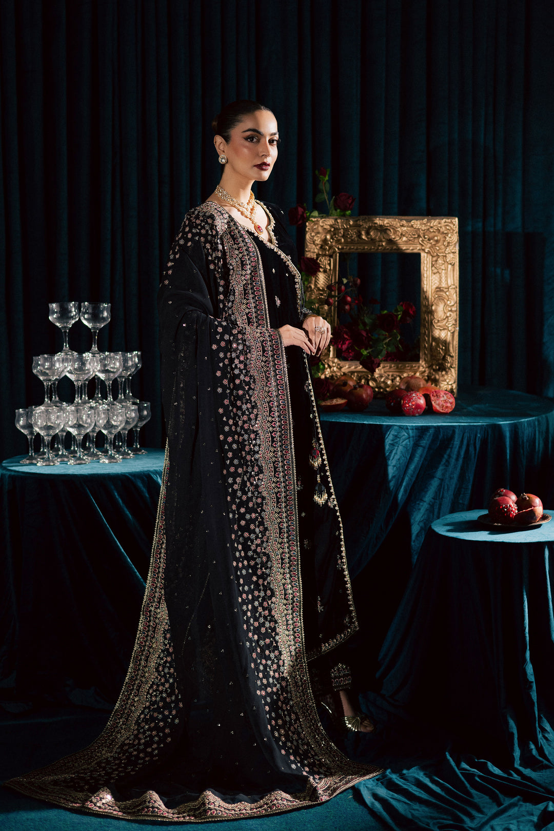  Diamond Black 3Pc - Velvet Formal Dress BATIKstudio  BATIK   S / Black / Velvet-M / Black / Velvet-L / Black / Velvet