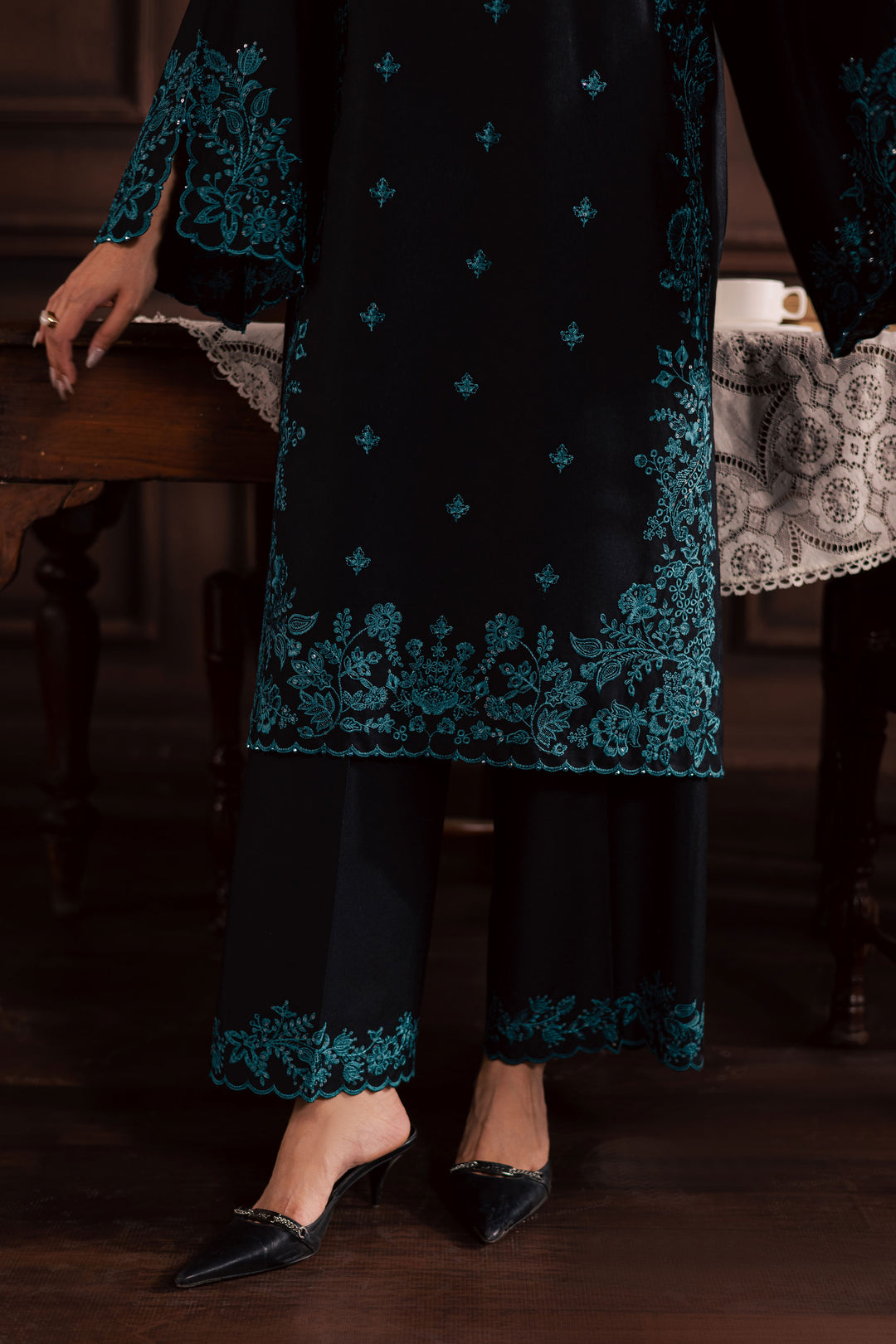 Dreamboat 2Pc - Embroidered Karandi Dress BATIK WINTER PRET 2025  BATIK   XS / Black / Karandi-S / Black / Karandi-M / Black / Karandi-L / Black / Karandi-XL / Black / Karandi