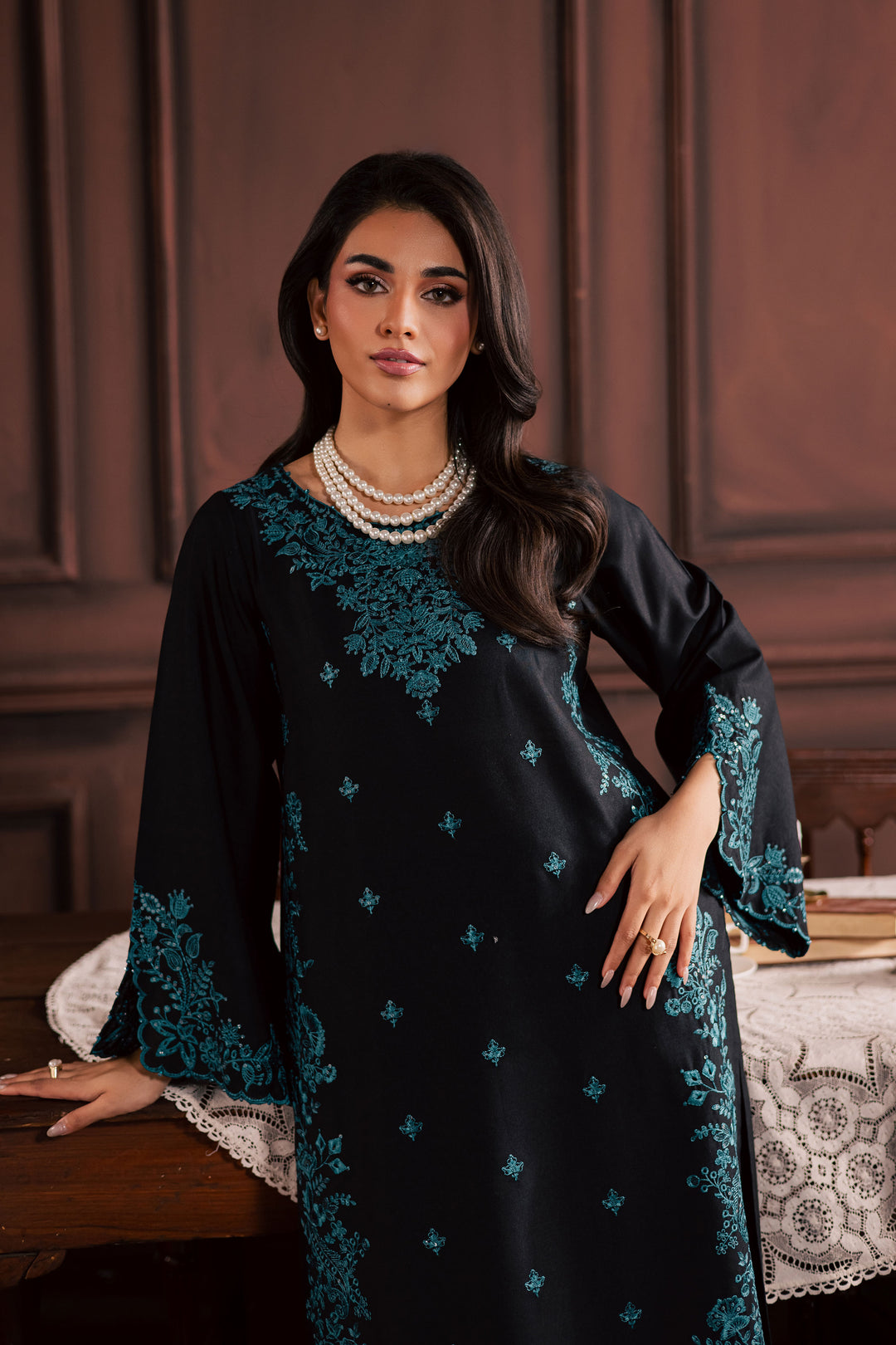 Dreamboat 2Pc - Embroidered Karandi Dress BATIK WINTER PRET 2025  BATIK   XS / Black / Karandi-S / Black / Karandi-M / Black / Karandi-L / Black / Karandi-XL / Black / Karandi