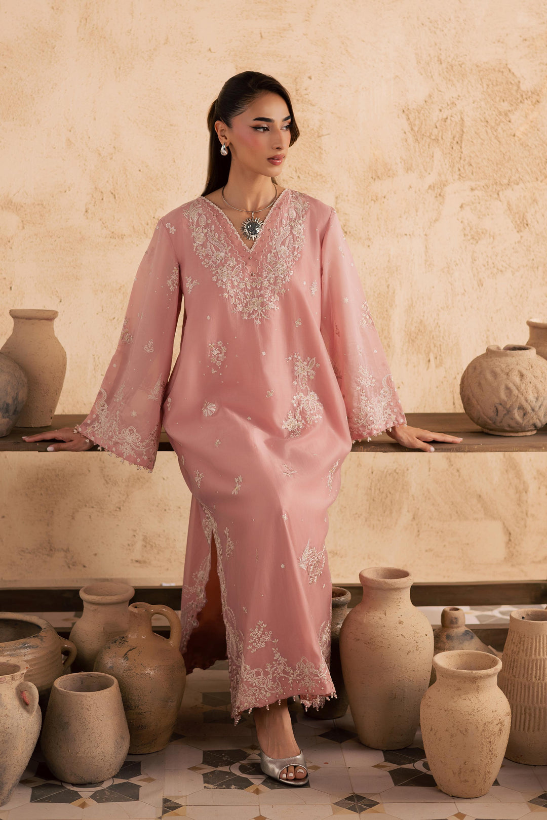  Dublin 2Pc - Embroidered Festive Pret BATIKSS26  BATIK   XS / Peach / Paper Silk-S / Peach / Paper Silk-M / Peach / Paper Silk-L / Peach / Paper Silk-XL / Peach / Paper Silk