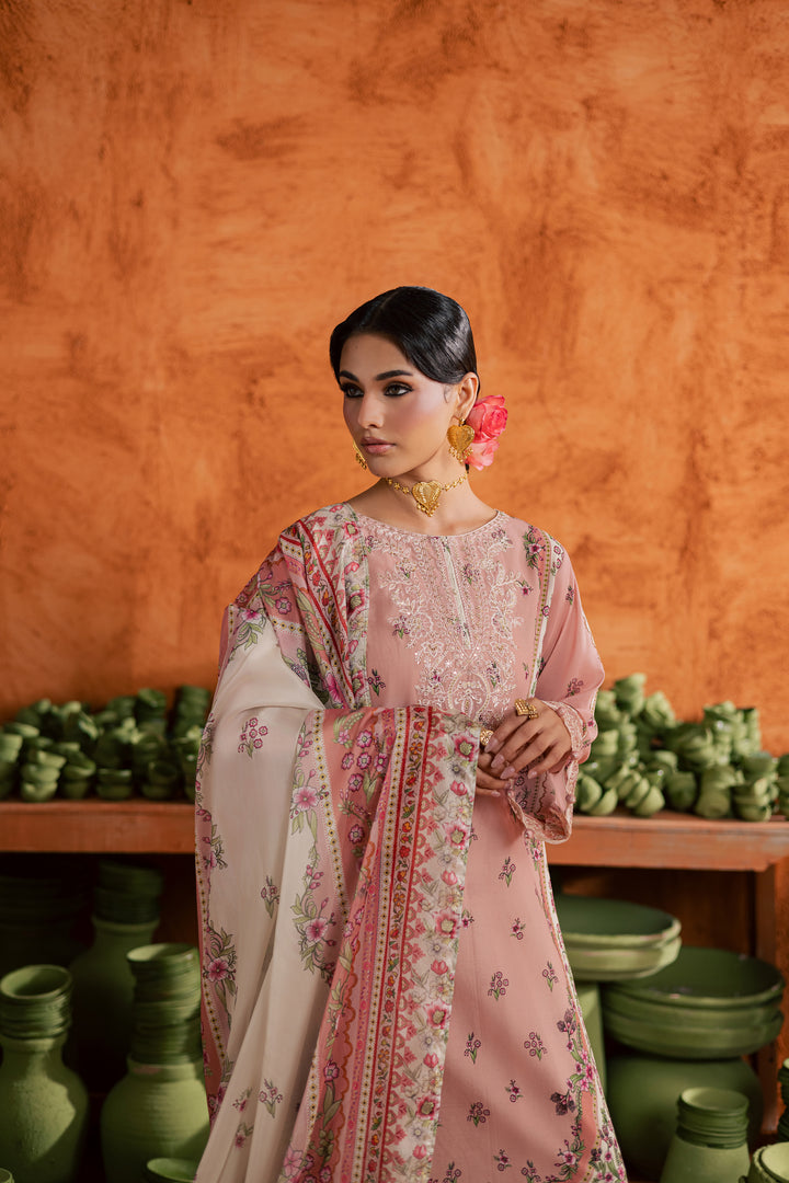  Dusty Peach 3Pc - Printed Lawn Dress BATIKEID2026  BATIK   XS / Peach / Lawn-S / Peach / Lawn-M / Peach / Lawn-L / Peach / Lawn-XL / Peach / Lawn