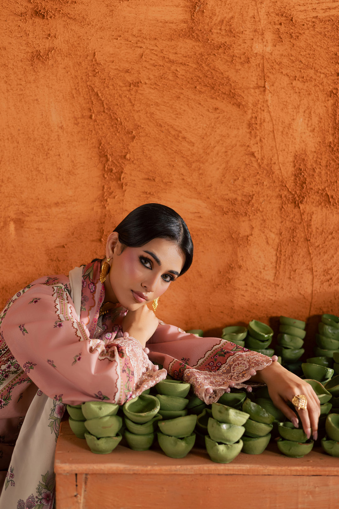  Dusty Peach 3Pc - Printed Lawn Dress BATIKEID2026  BATIK   XS / Peach / Lawn-S / Peach / Lawn-M / Peach / Lawn-L / Peach / Lawn-XL / Peach / Lawn