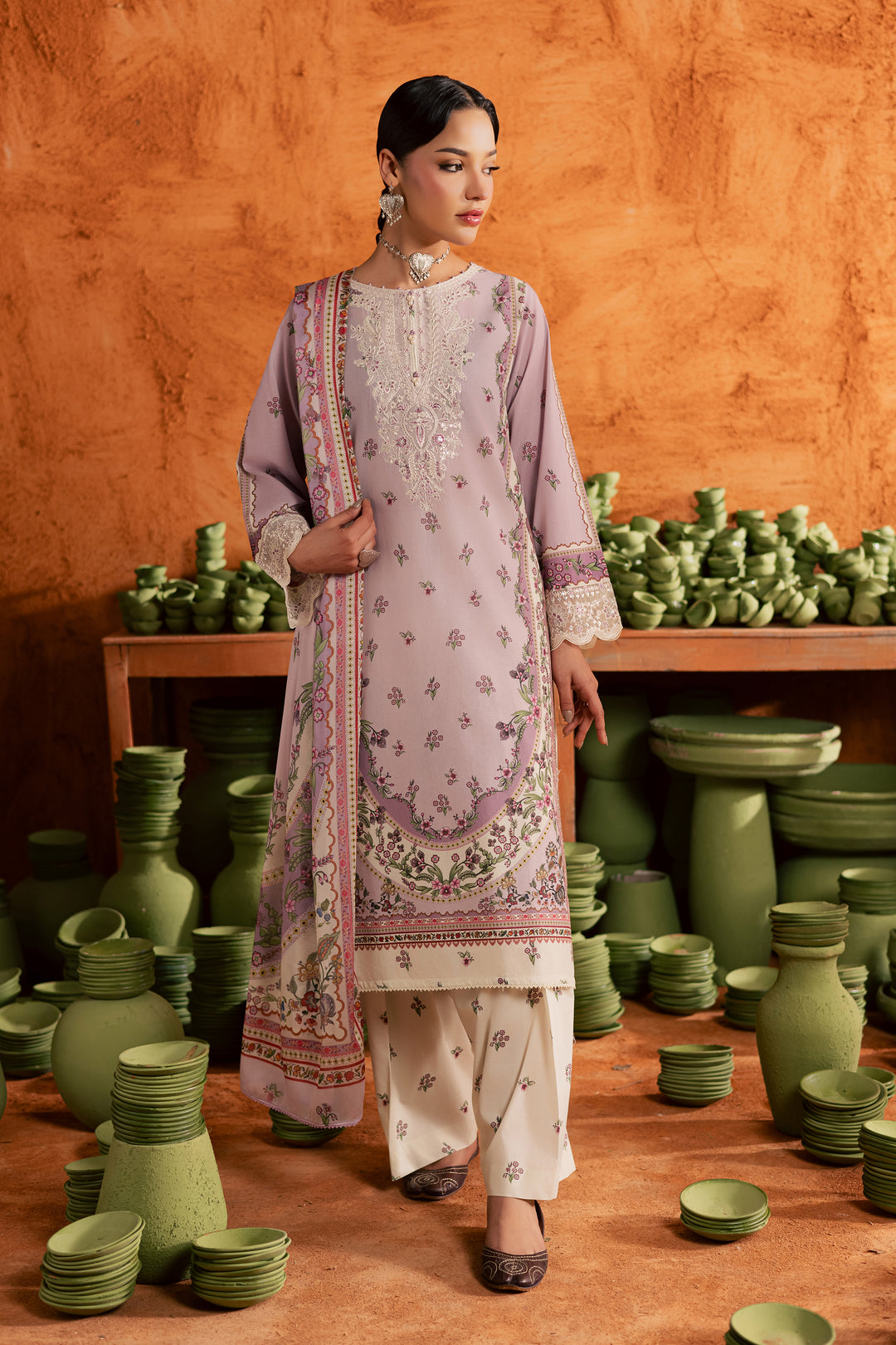  Dusty Plum 3Pc - Printed Lawn Dress BATIKEID2026  BATIK   XS / Lilac / Lawn-S / Lilac / Lawn-M / Lilac / Lawn-L / Lilac / Lawn-XL / Lilac / Lawn