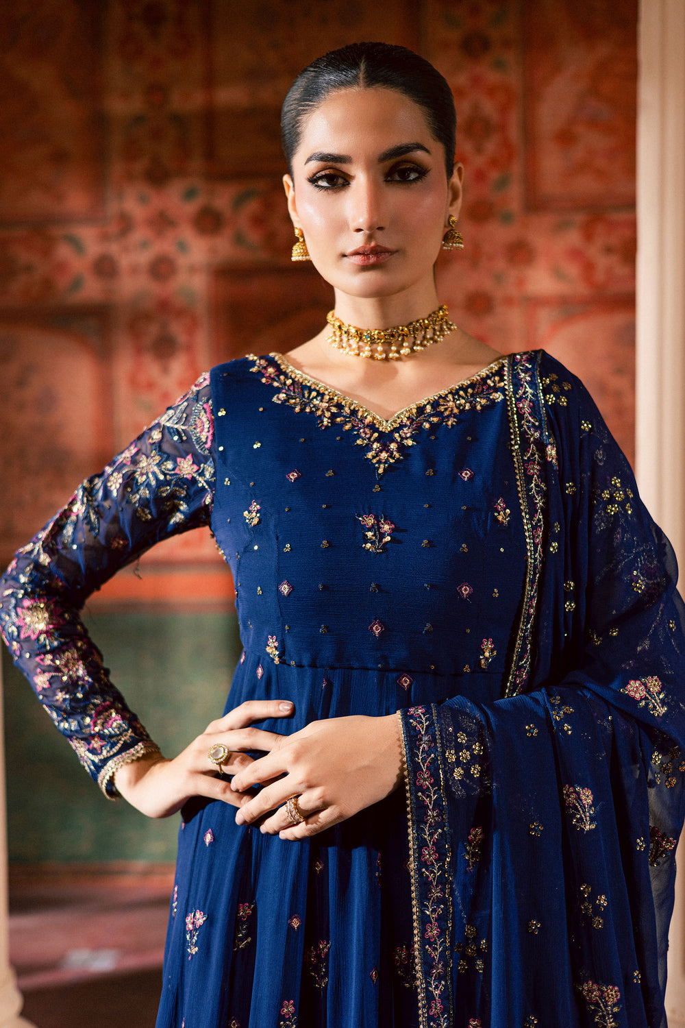  Earliblue 3Pc - Chiffon Wedding Frock BATIKLuxePRET2025  BATIK   S / Blue / Raw Silk & Chiffon-M / Blue / Raw Silk & Chiffon-L / Blue / Raw Silk & Chiffon