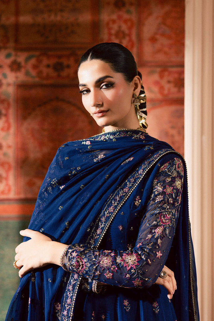  Earliblue 3Pc - Chiffon Wedding Frock BATIKLuxePRET2025  BATIK   S / Blue / Raw Silk & Chiffon-M / Blue / Raw Silk & Chiffon-L / Blue / Raw Silk & Chiffon