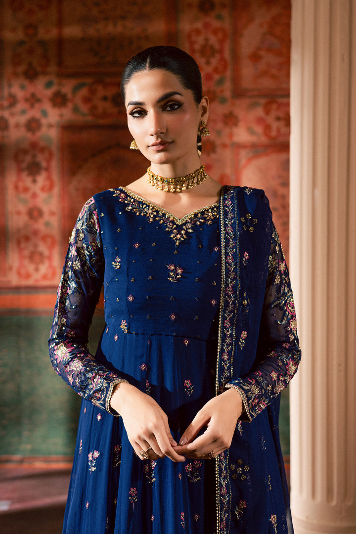  Earliblue 3Pc - Chiffon Wedding Frock BATIKLuxePRET2025  BATIK   S / Blue / Raw Silk & Chiffon-M / Blue / Raw Silk & Chiffon-L / Blue / Raw Silk & Chiffon