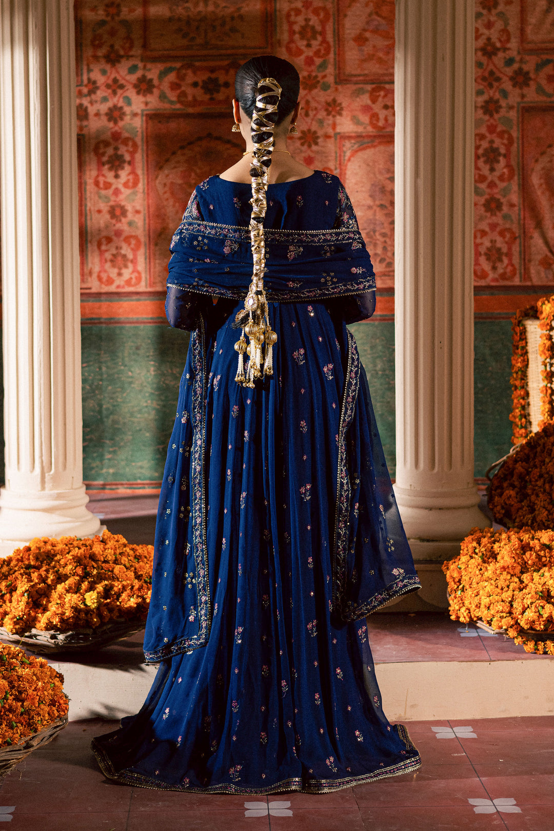  Earliblue 3Pc - Chiffon Wedding Frock BATIKLuxePRET2025  BATIK   S / Blue / Raw Silk & Chiffon-M / Blue / Raw Silk & Chiffon-L / Blue / Raw Silk & Chiffon