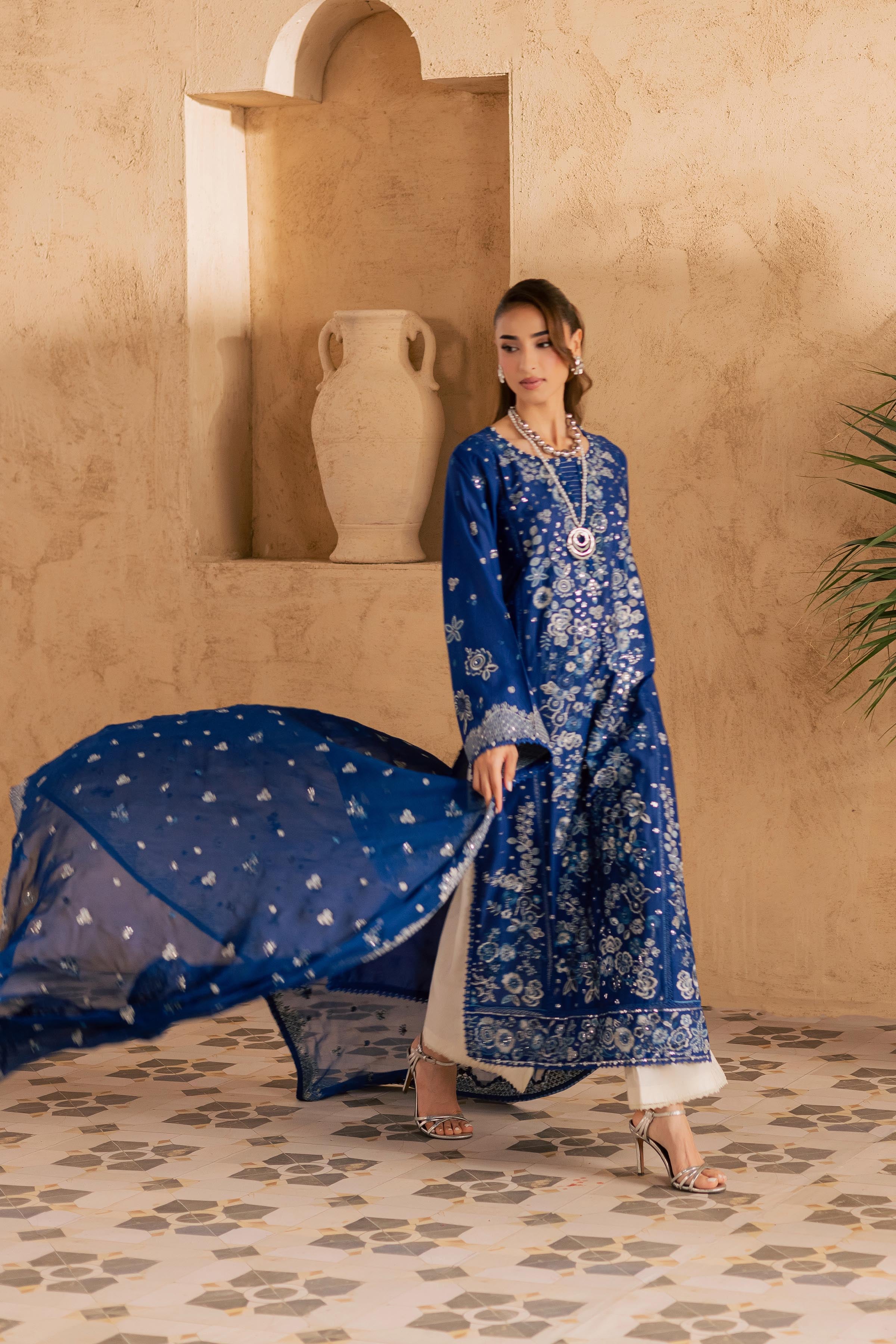  Eirlys 3Pc - Embroidered Festive Pret BATIKSS26  BATIK   XS / Electric Blue / Pima Lawn-S / Electric Blue / Pima Lawn-M / Electric Blue / Pima Lawn-L / Electric Blue / Pima Lawn-XL / Electric Blue / Pima Lawn