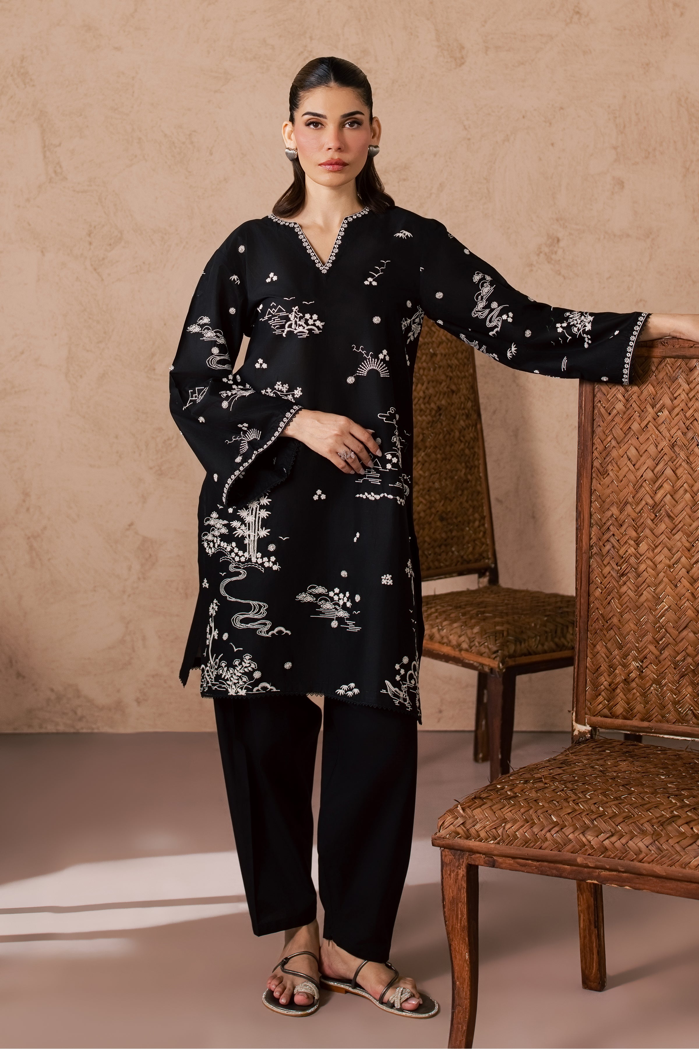  Elan 2Pc - Embroidered Lawn Dress EverydayEdit26  BATIK   XS / Black / Pima Lawn-S / Black / Pima Lawn-M / Black / Pima Lawn-L / Black / Pima Lawn-XL / Black / Pima Lawn