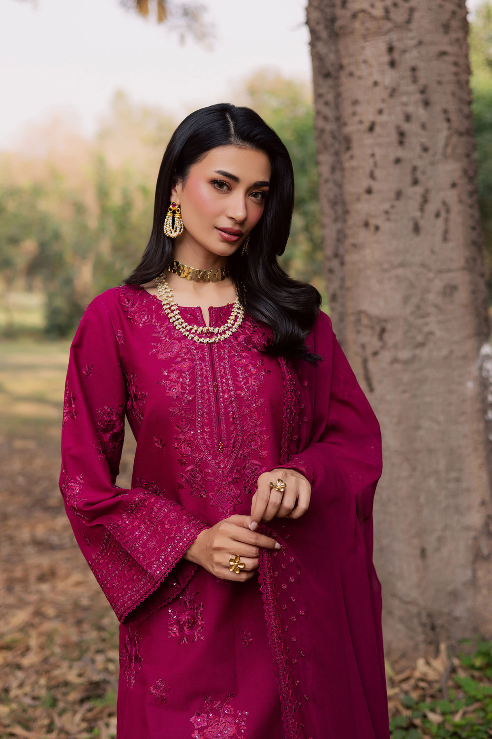  Elea 3Pc - Embroidered Khaddar Dress BATIK WINTER PRET 2025  BATIK   XS / Beaujolais / Khaddar-S / Beaujolais / Khaddar-M / Beaujolais / Khaddar-L / Beaujolais / Khaddar-XL / Beaujolais / Khaddar