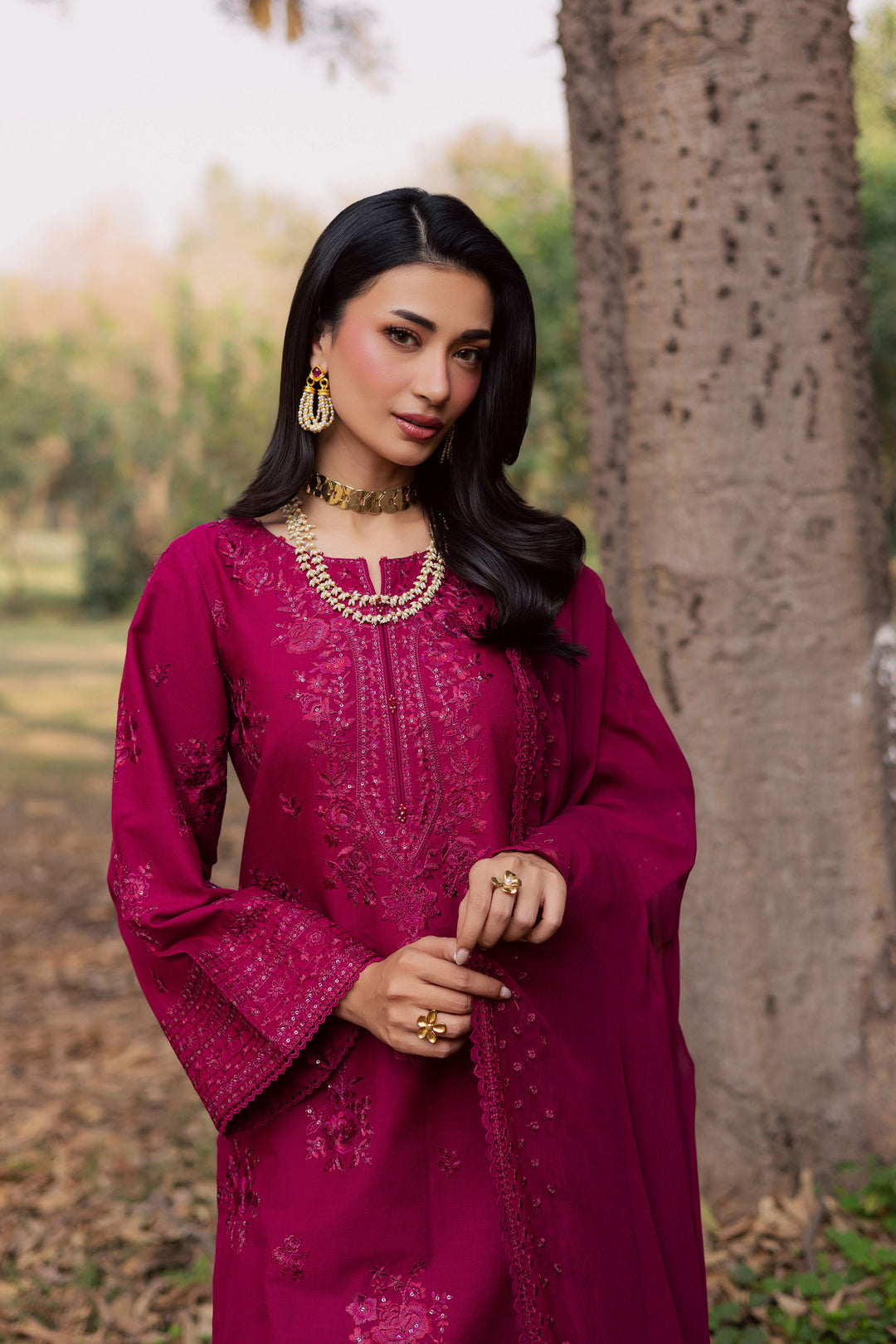  Elea 3Pc - Embroidered Khaddar Dress BATIK WINTER PRET 2025  BATIK   XS / Beaujolais / Khaddar-S / Beaujolais / Khaddar-M / Beaujolais / Khaddar-L / Beaujolais / Khaddar-XL / Beaujolais / Khaddar