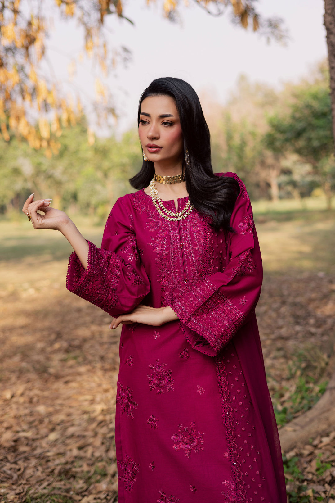  Elea 3Pc - Embroidered Khaddar Dress BATIK WINTER PRET 2025  BATIK   XS / Beaujolais / Khaddar-S / Beaujolais / Khaddar-M / Beaujolais / Khaddar-L / Beaujolais / Khaddar-XL / Beaujolais / Khaddar