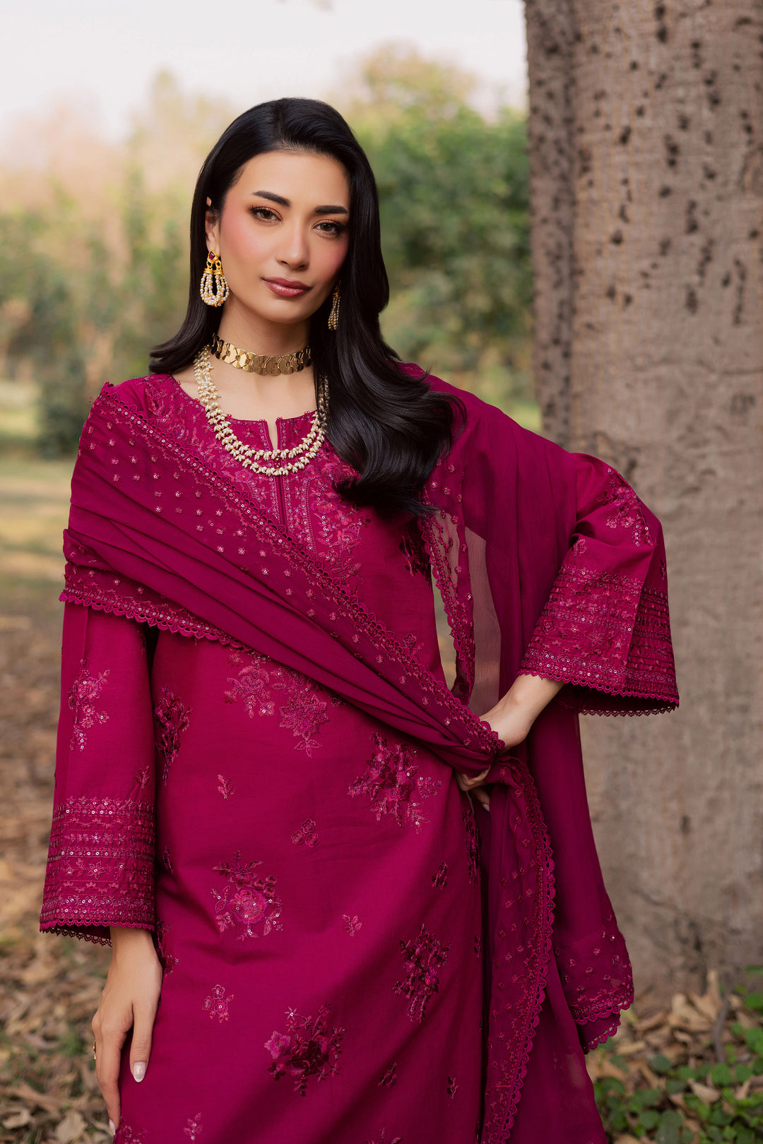  Elea 3Pc - Embroidered Khaddar Dress BATIK WINTER PRET 2025  BATIK   XS / Beaujolais / Khaddar-S / Beaujolais / Khaddar-M / Beaujolais / Khaddar-L / Beaujolais / Khaddar-XL / Beaujolais / Khaddar