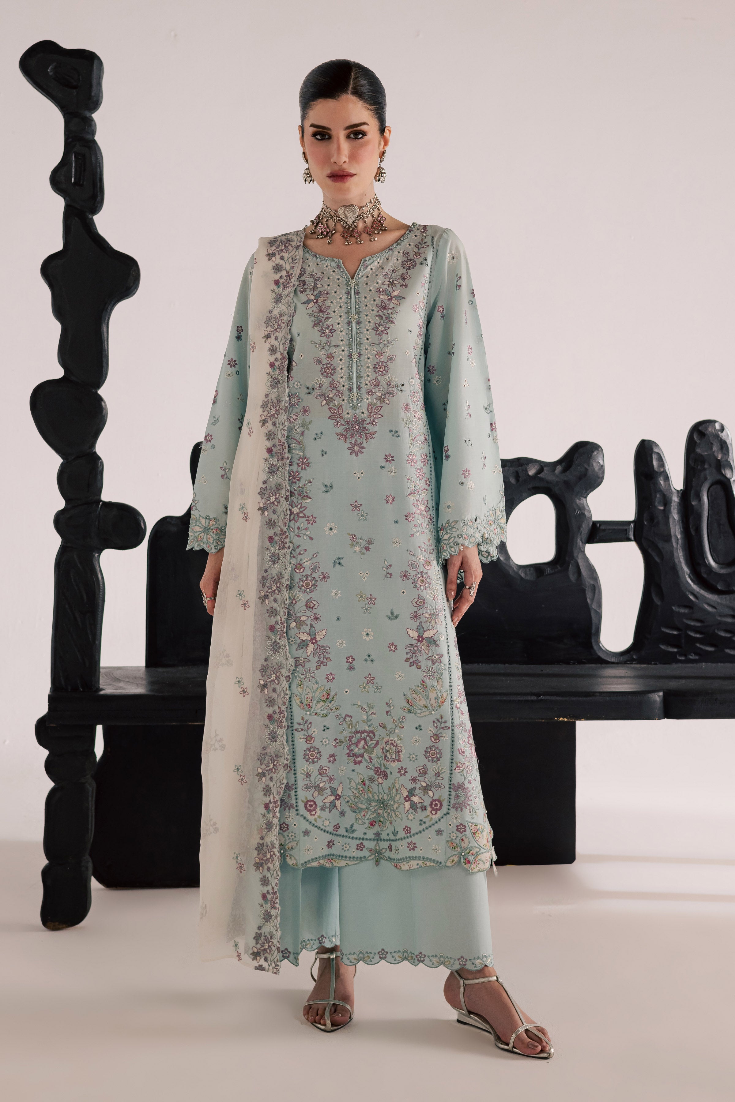  Elide 3Pc - Festive Eid Pret BATIKSS26  BATIK   XS / Blue Glow / Pima Lawn-S / Blue Glow / Pima Lawn-M / Blue Glow / Pima Lawn-L / Blue Glow / Pima Lawn-XL / Blue Glow / Pima Lawn