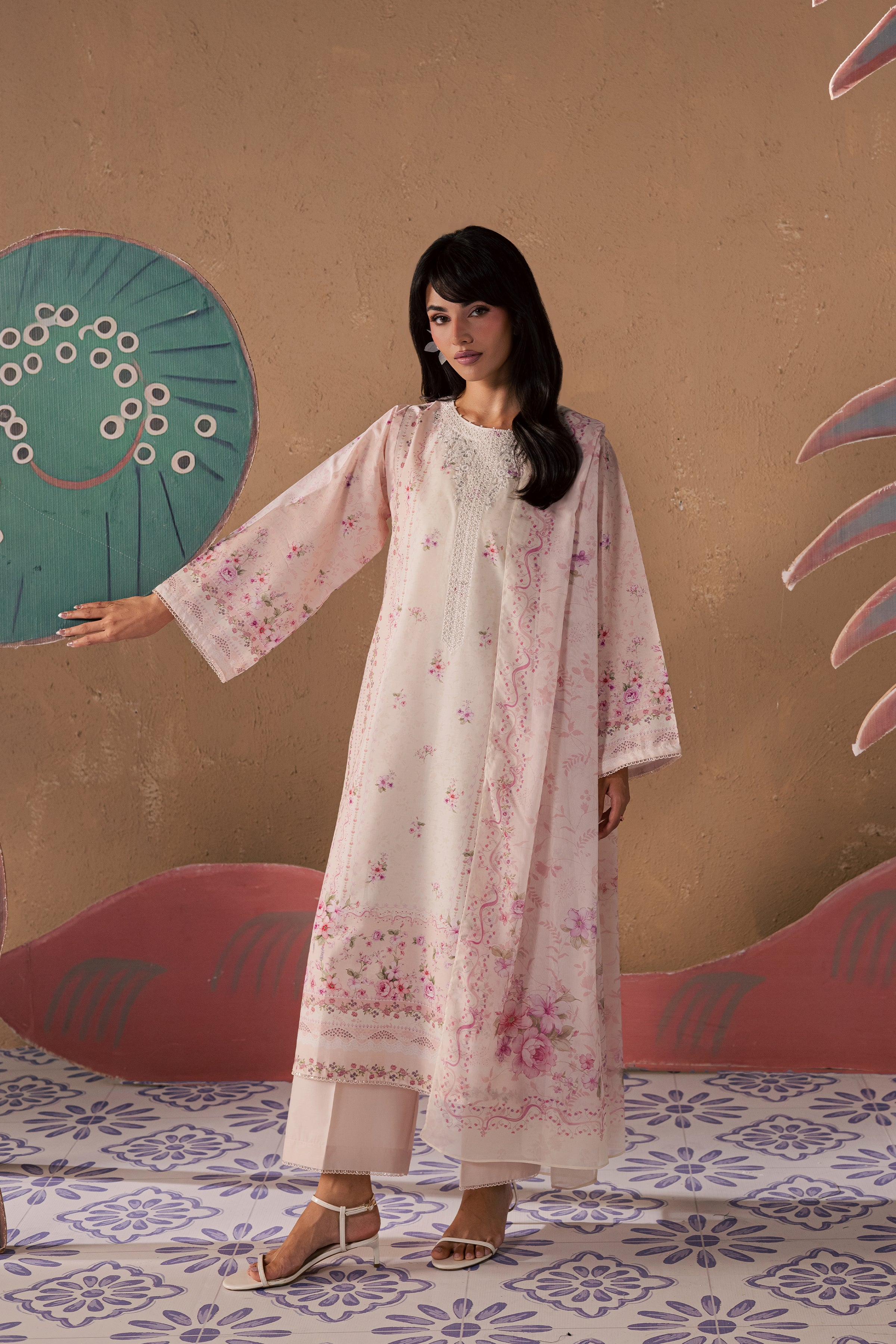  Elora 3Pc - Printed Lawn Dress BATIKSS26  BATIK   XS / Powder Pink / Lawn-S / Powder Pink / Lawn-M / Powder Pink / Lawn-L / Powder Pink / Lawn-XL / Powder Pink / Lawn