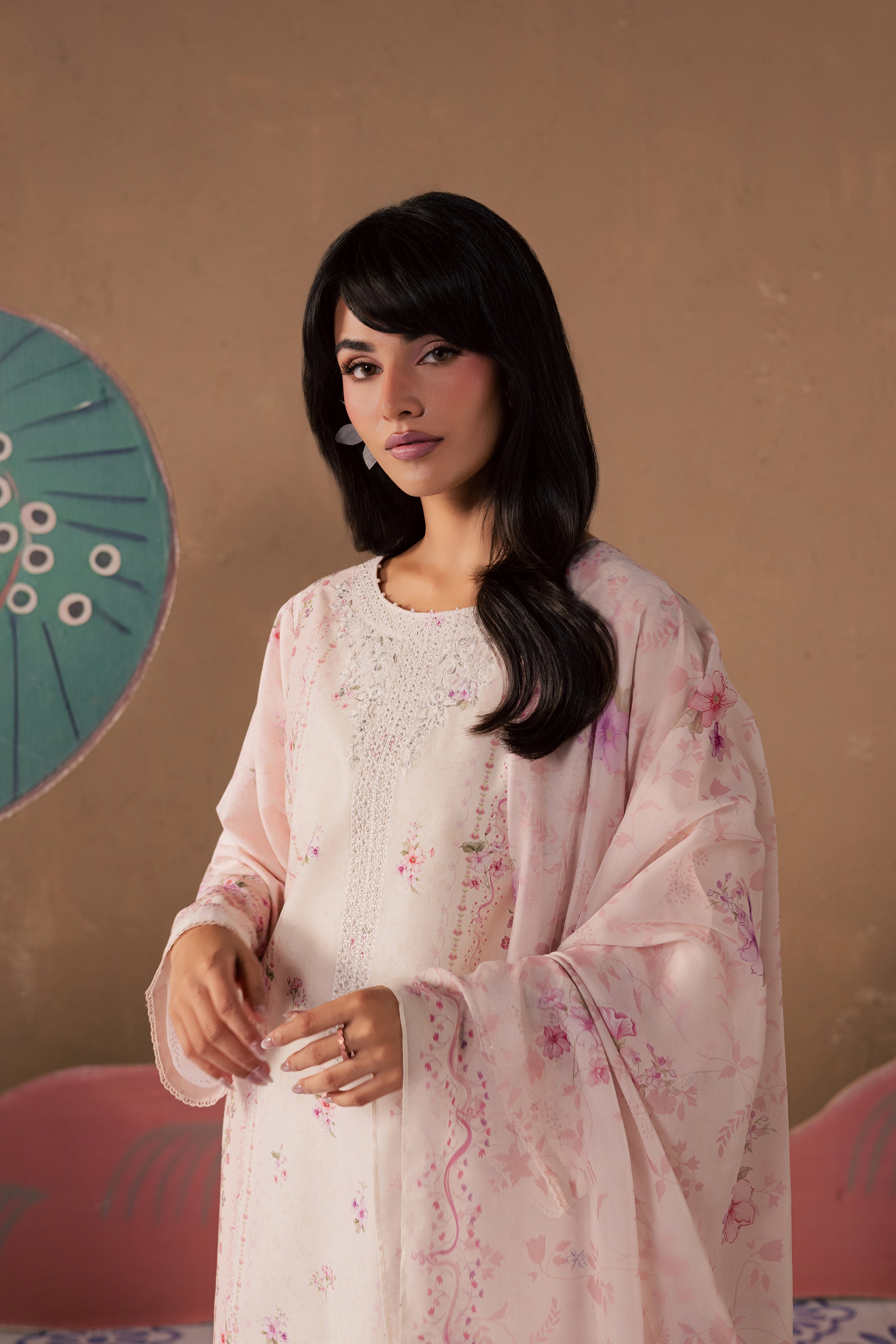  Elora 3Pc - Printed Lawn Dress BATIKSS26  BATIK   XS / Powder Pink / Lawn-S / Powder Pink / Lawn-M / Powder Pink / Lawn-L / Powder Pink / Lawn-XL / Powder Pink / Lawn