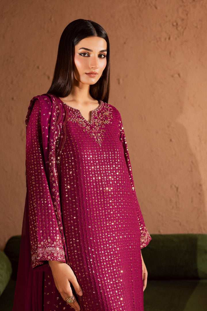  Elva 3Pc- Festive Luxe Pret BATIKSTUDIO2025  BATIK   S / Magenta / Georgette-M / Magenta / Georgette-L / Magenta / Georgette