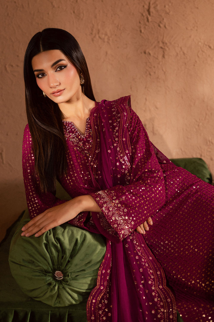  Elva 3Pc- Festive Luxe Pret BATIKSTUDIO2025  BATIK   S / Magenta / Georgette-M / Magenta / Georgette-L / Magenta / Georgette