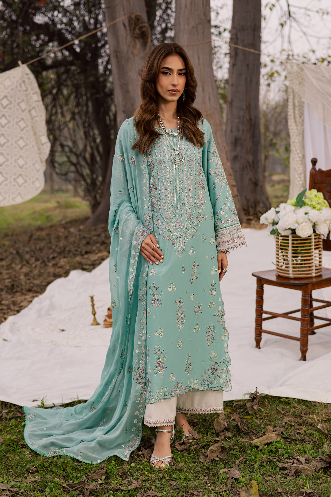  Emerald Toska 3Pc - Festive Embroidered Lawn BATIKEID2026  BATIK   XS / Emerald / Pima Lawn-S / Emerald / Pima Lawn-M / Emerald / Pima Lawn-L / Emerald / Pima Lawn-XL / Emerald / Pima Lawn