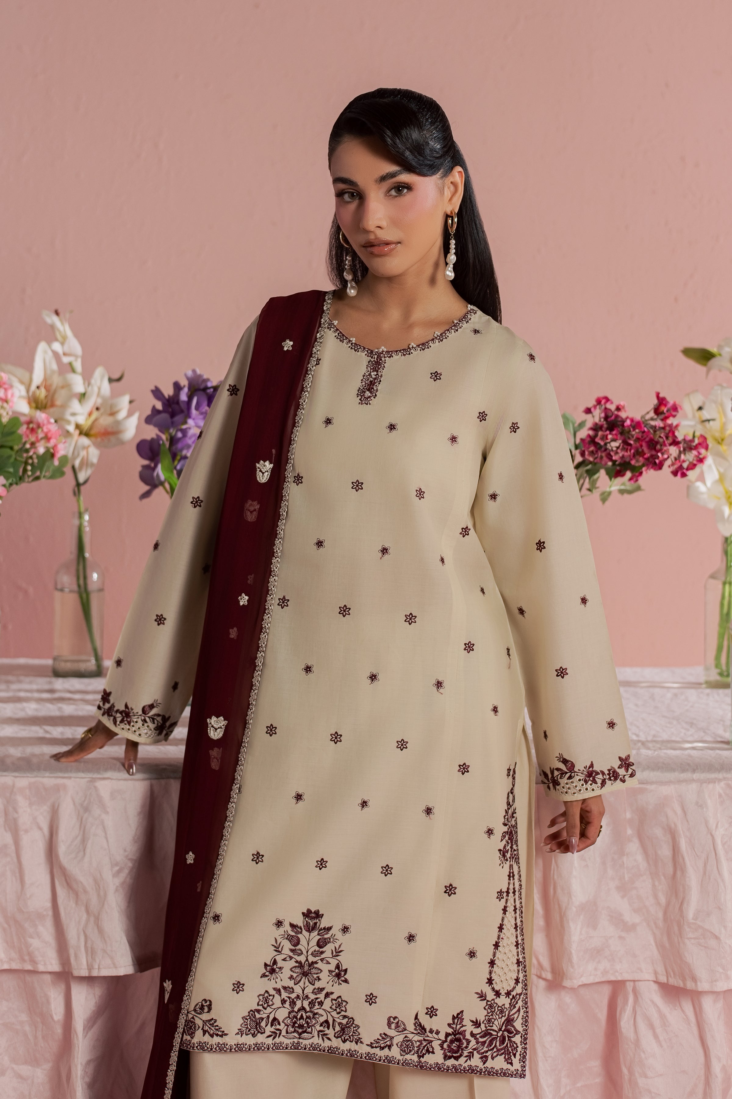  Enha 3Pc - Embroidered Lawn Dress BATIKSS26  BATIK   XS / Beige / Pima Lawn-S / Beige / Pima Lawn-M / Beige / Pima Lawn-L / Beige / Pima Lawn-XL / Beige / Pima Lawn