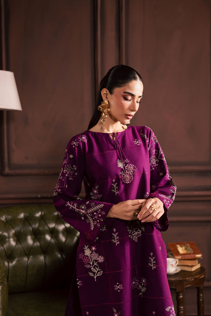 Purple Enid 2Pc - Embroidered Khaddar Dress