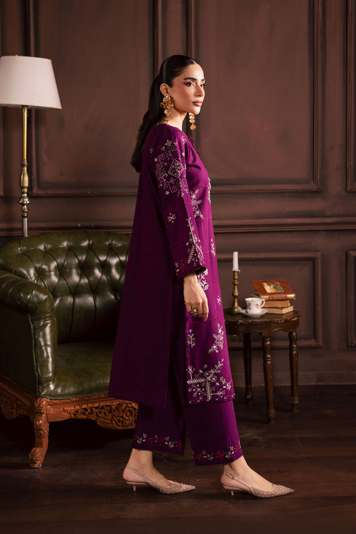 Purple Enid 2Pc - Embroidered Khaddar Dress
