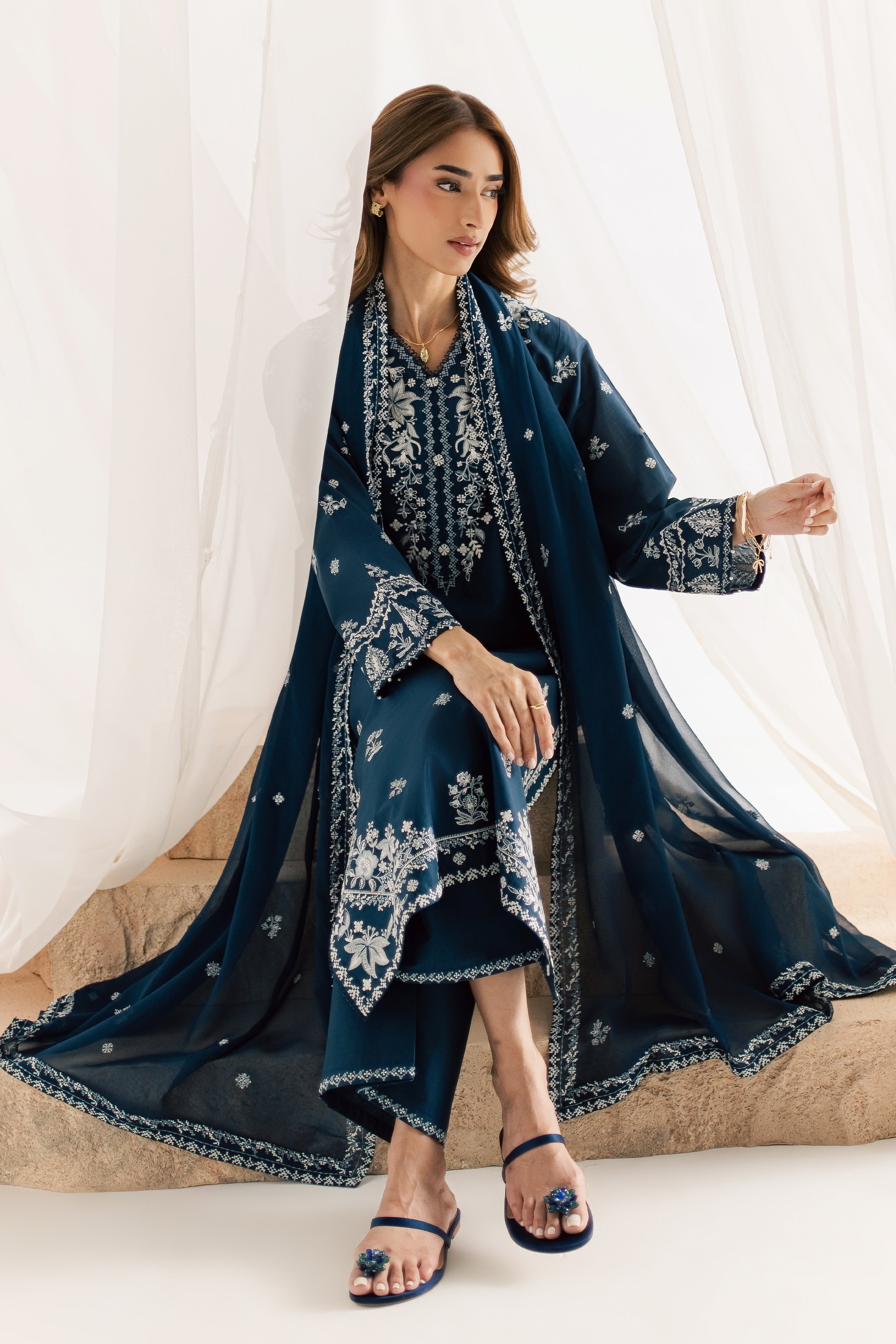  Esaam 3Pc - Embroidered Lawn Dress EverydayEdit26  BATIK   XS / Space Blue / Pima Lawn-S / Space Blue / Pima Lawn-M / Space Blue / Pima Lawn-L / Space Blue / Pima Lawn-XL / Space Blue / Pima Lawn