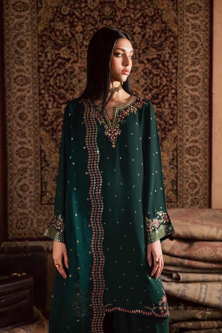  Esmer 3Pc- Festive Luxe Pret BATIKSTUDIO2025  BATIK   S / Forest Green / Georgette-M / Forest Green / Georgette-L / Forest Green / Georgette