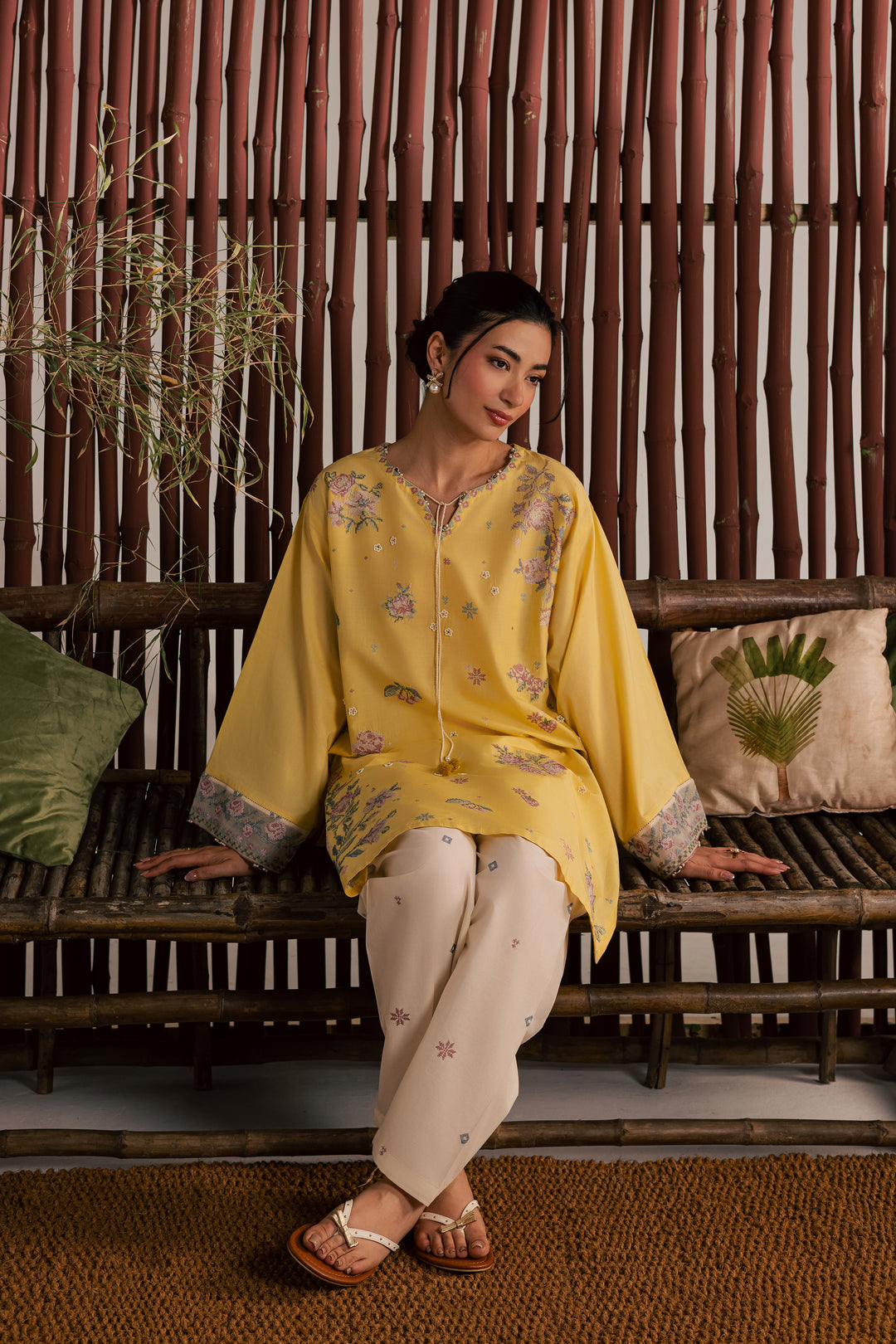  Eve 2Pc - Embroidered Lawn Dress EverydayEdit26  BATIK   XS / Ochre / Pima Lawn-S / Ochre / Pima Lawn-M / Ochre / Pima Lawn-L / Ochre / Pima Lawn-XL / Ochre / Pima Lawn