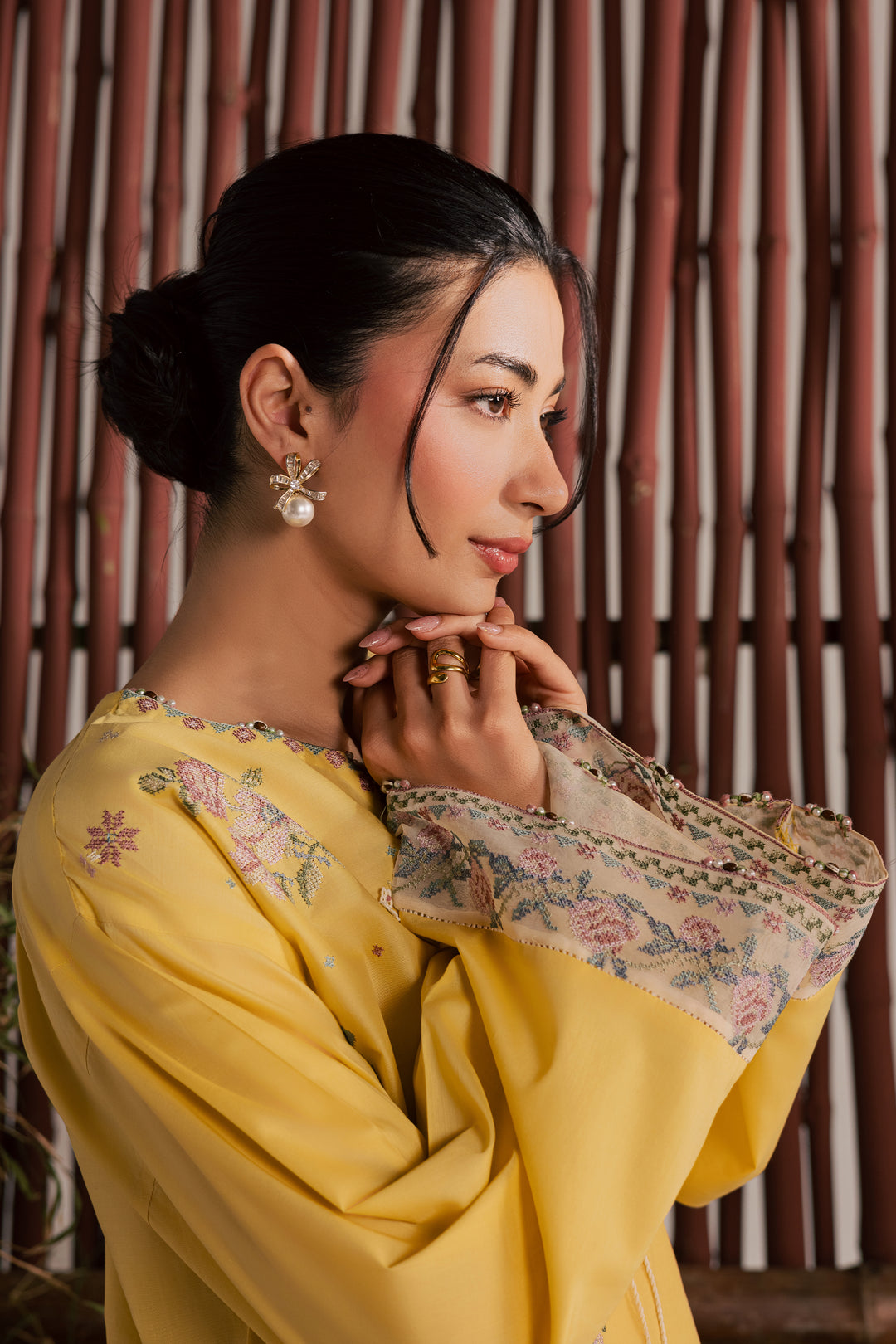  Eve 2Pc - Embroidered Lawn Dress EverydayEdit26  BATIK   XS / Ochre / Pima Lawn-S / Ochre / Pima Lawn-M / Ochre / Pima Lawn-L / Ochre / Pima Lawn-XL / Ochre / Pima Lawn
