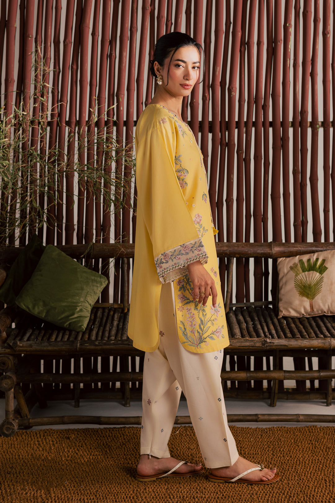  Eve 2Pc - Embroidered Lawn Dress EverydayEdit26  BATIK   XS / Ochre / Pima Lawn-S / Ochre / Pima Lawn-M / Ochre / Pima Lawn-L / Ochre / Pima Lawn-XL / Ochre / Pima Lawn