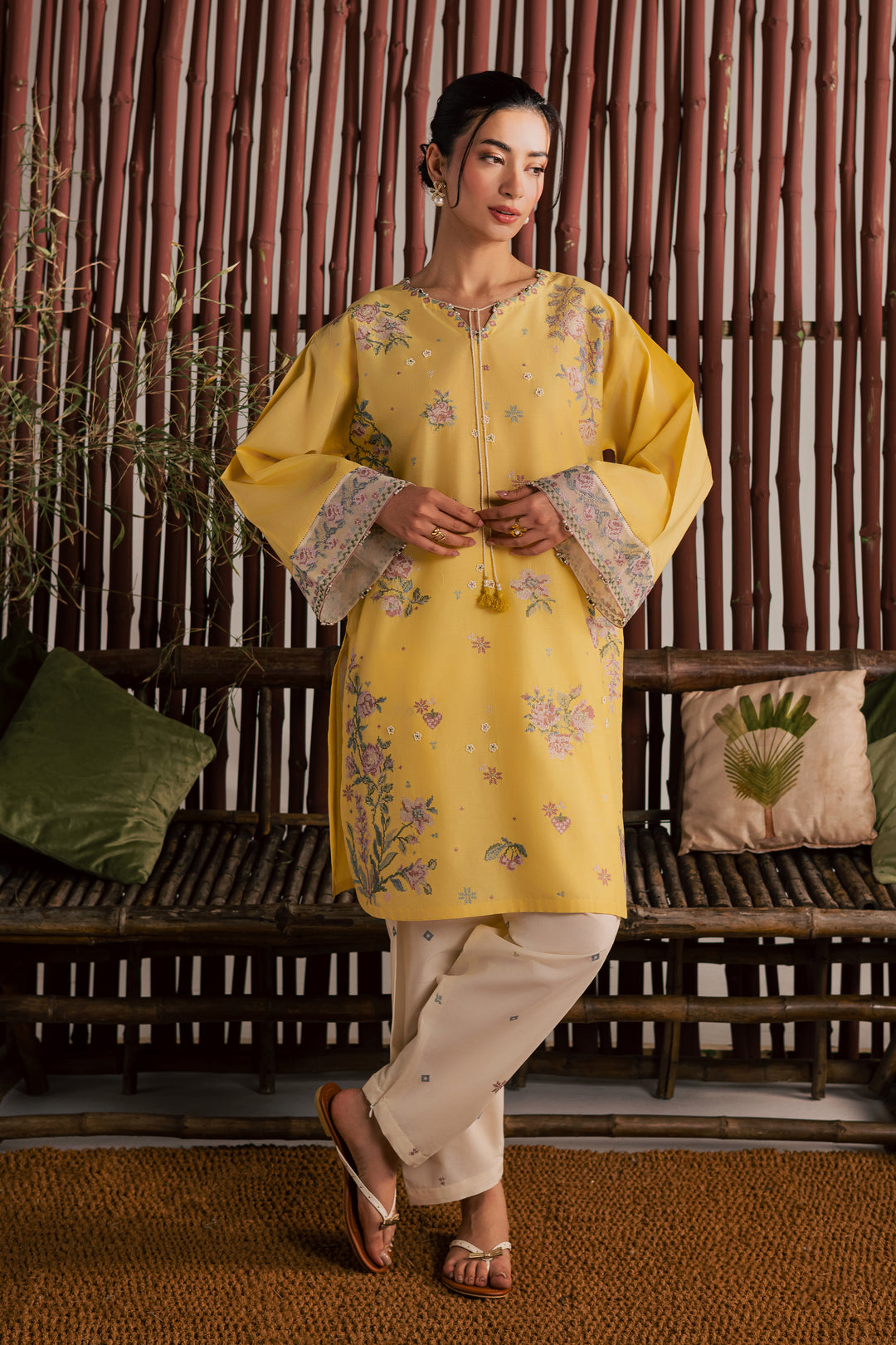  Eve 2Pc - Embroidered Lawn Dress EverydayEdit26  BATIK   XS / Ochre / Pima Lawn-S / Ochre / Pima Lawn-M / Ochre / Pima Lawn-L / Ochre / Pima Lawn-XL / Ochre / Pima Lawn