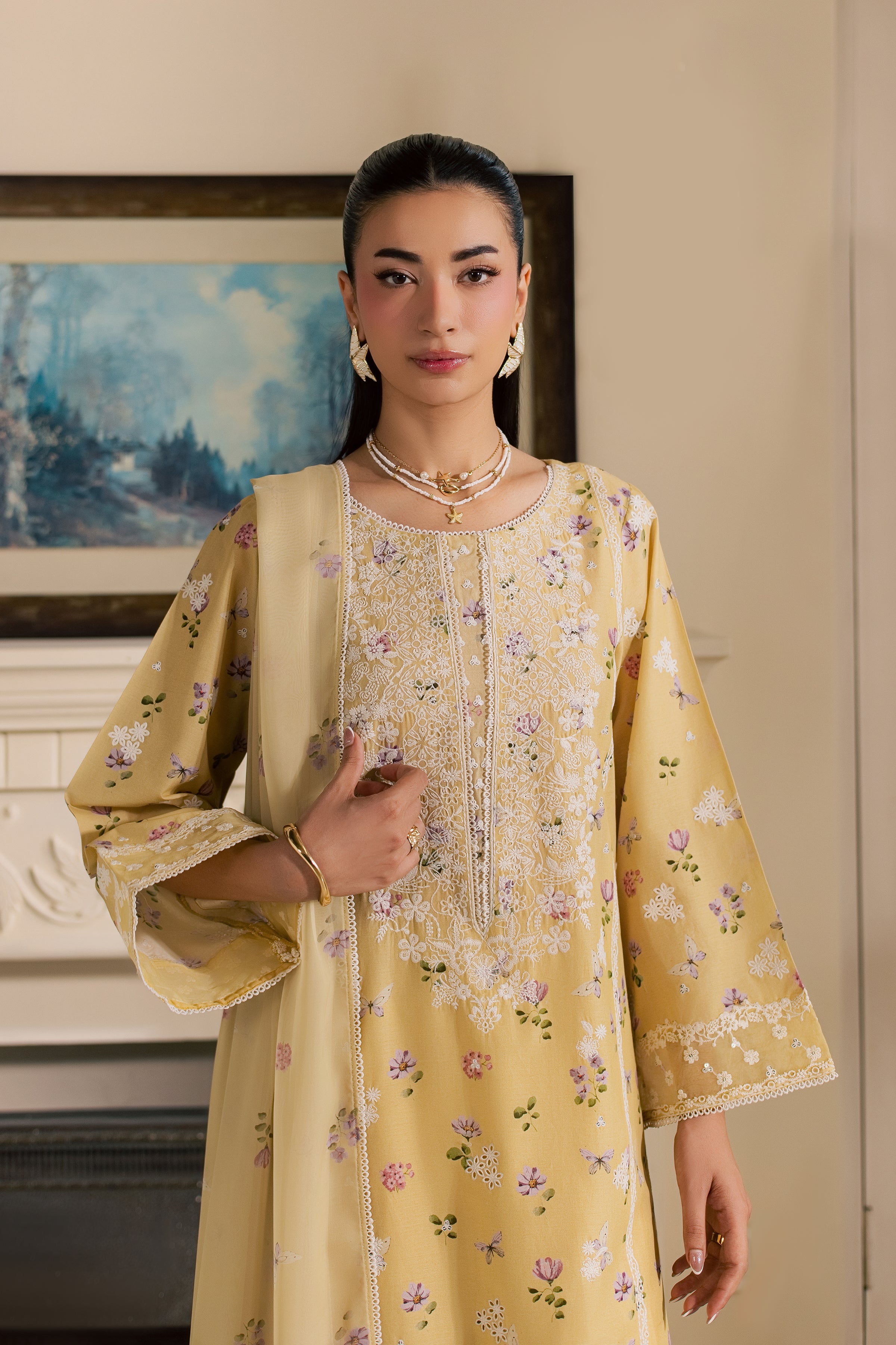  Eyrna 3Pc - Luxury Embroidered Lawn BATIKSS26  BATIK   XS / Yellow / Lawn-S / Yellow / Lawn-M / Yellow / Lawn-L / Yellow / Lawn-XL / Yellow / Lawn