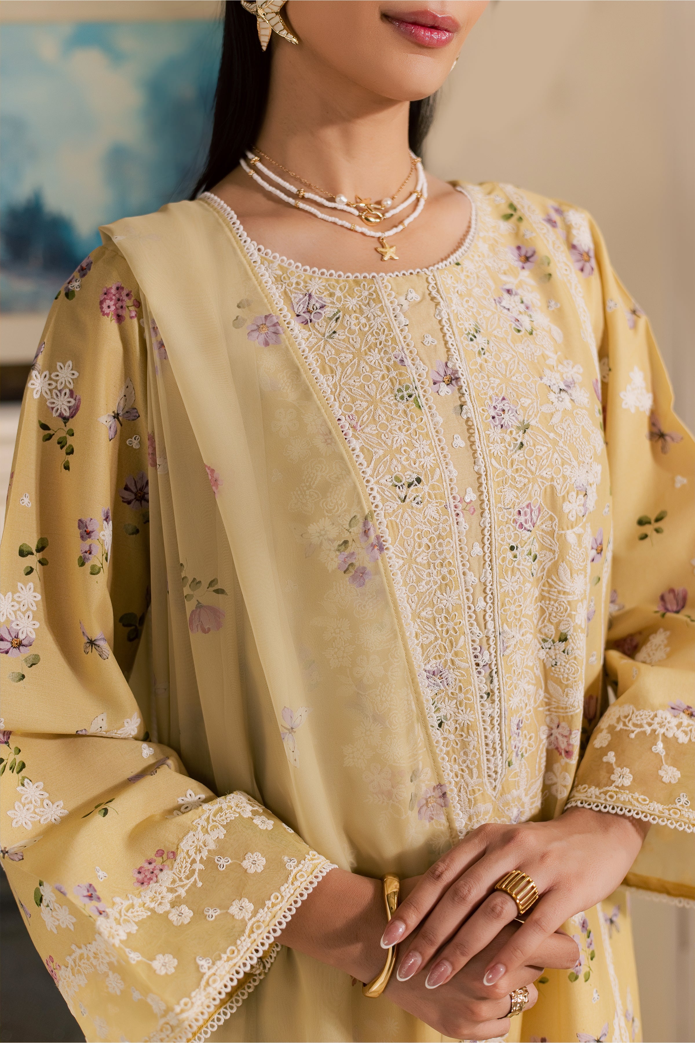  Eyrna 3Pc - Luxury Embroidered Lawn BATIKSS26  BATIK   XS / Yellow / Lawn-S / Yellow / Lawn-M / Yellow / Lawn-L / Yellow / Lawn-XL / Yellow / Lawn
