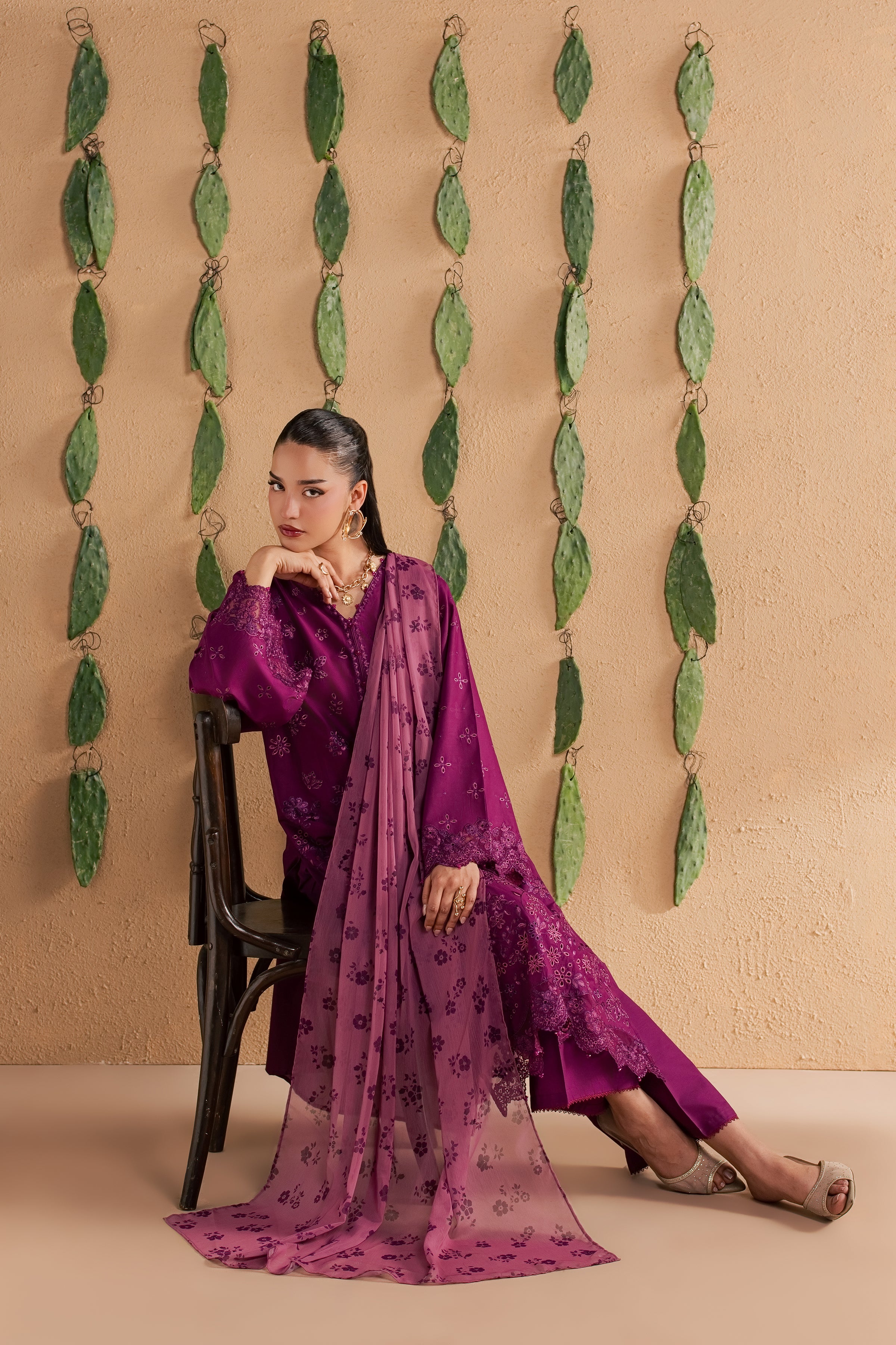  Feeha 3Pc - Luxury Embroidered Lawn BATIKSS26  BATIK   XS / Magenta / Pima Lawn-S / Magenta / Pima Lawn-M / Magenta / Pima Lawn-L / Magenta / Pima Lawn-XL / Magenta / Pima Lawn