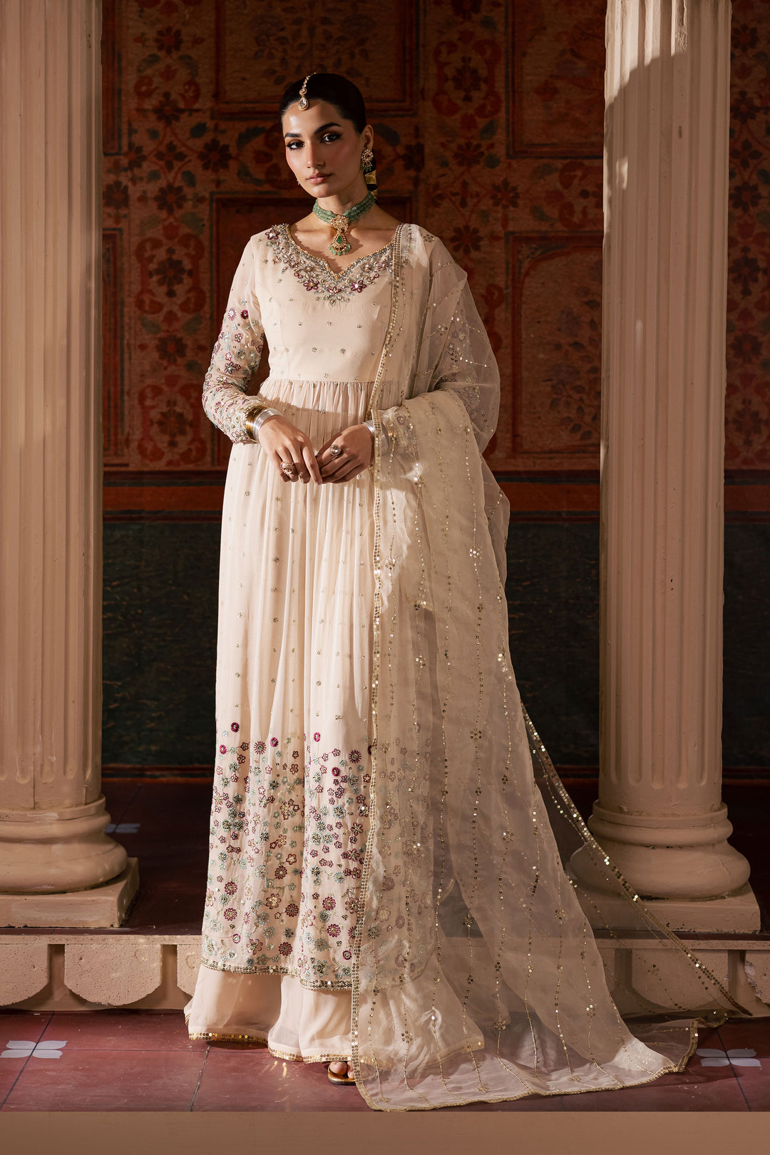  Fiona Lux 3Pc - Chiffon Wedding Frock BATIKLuxePRET2025  BATIK   S / Pearl White / Raw Silk & Crinkle-M / Pearl White / Raw Silk & Crinkle-L / Pearl White / Raw Silk & Crinkle