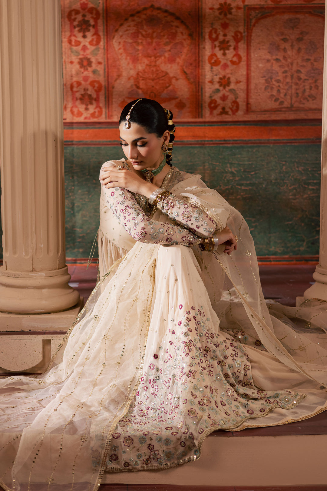  Fiona Lux 3Pc - Chiffon Wedding Frock BATIKLuxePRET2025  BATIK   S / Pearl White / Raw Silk & Crinkle-M / Pearl White / Raw Silk & Crinkle-L / Pearl White / Raw Silk & Crinkle