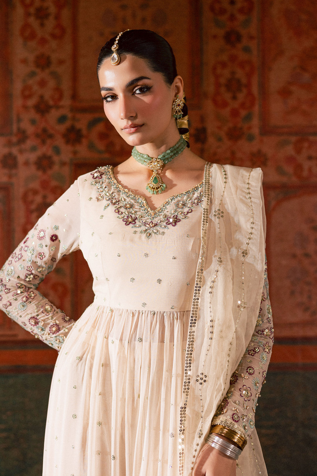  Fiona Lux 3Pc - Chiffon Wedding Frock BATIKLuxePRET2025  BATIK   S / Pearl White / Raw Silk & Crinkle-M / Pearl White / Raw Silk & Crinkle-L / Pearl White / Raw Silk & Crinkle